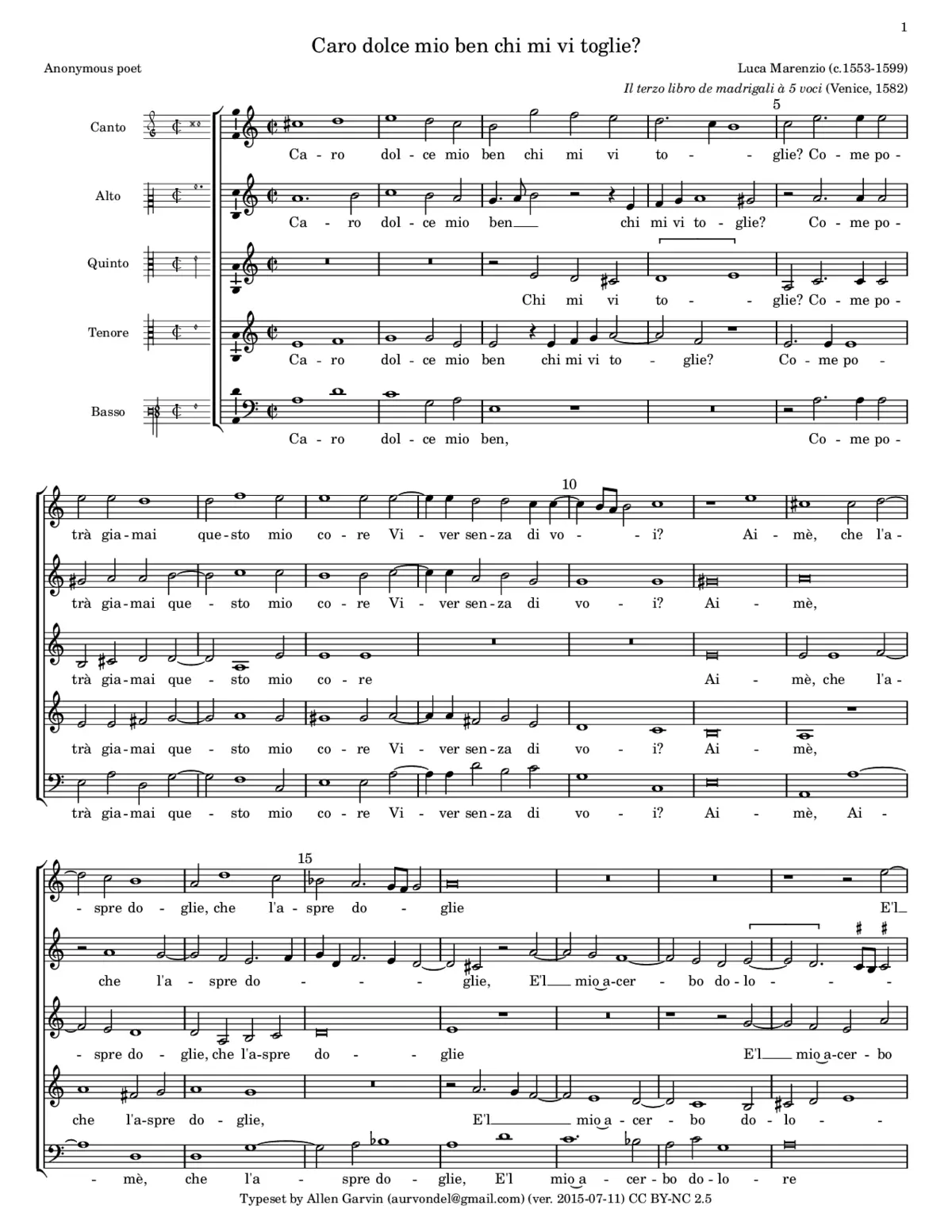 Caro dolce mio ben chi mi vi toglie? - Page 1