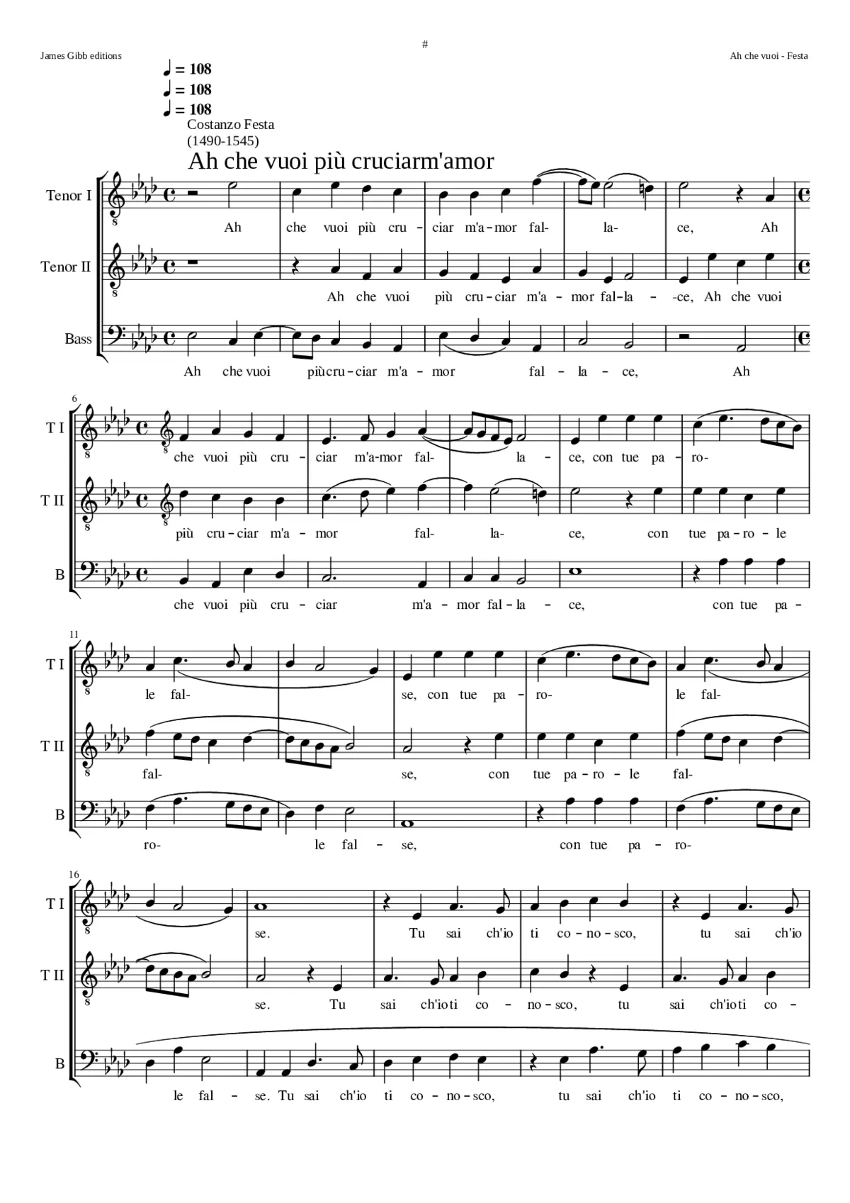 Ah che vuoi più cruciar m'amor - Page 1