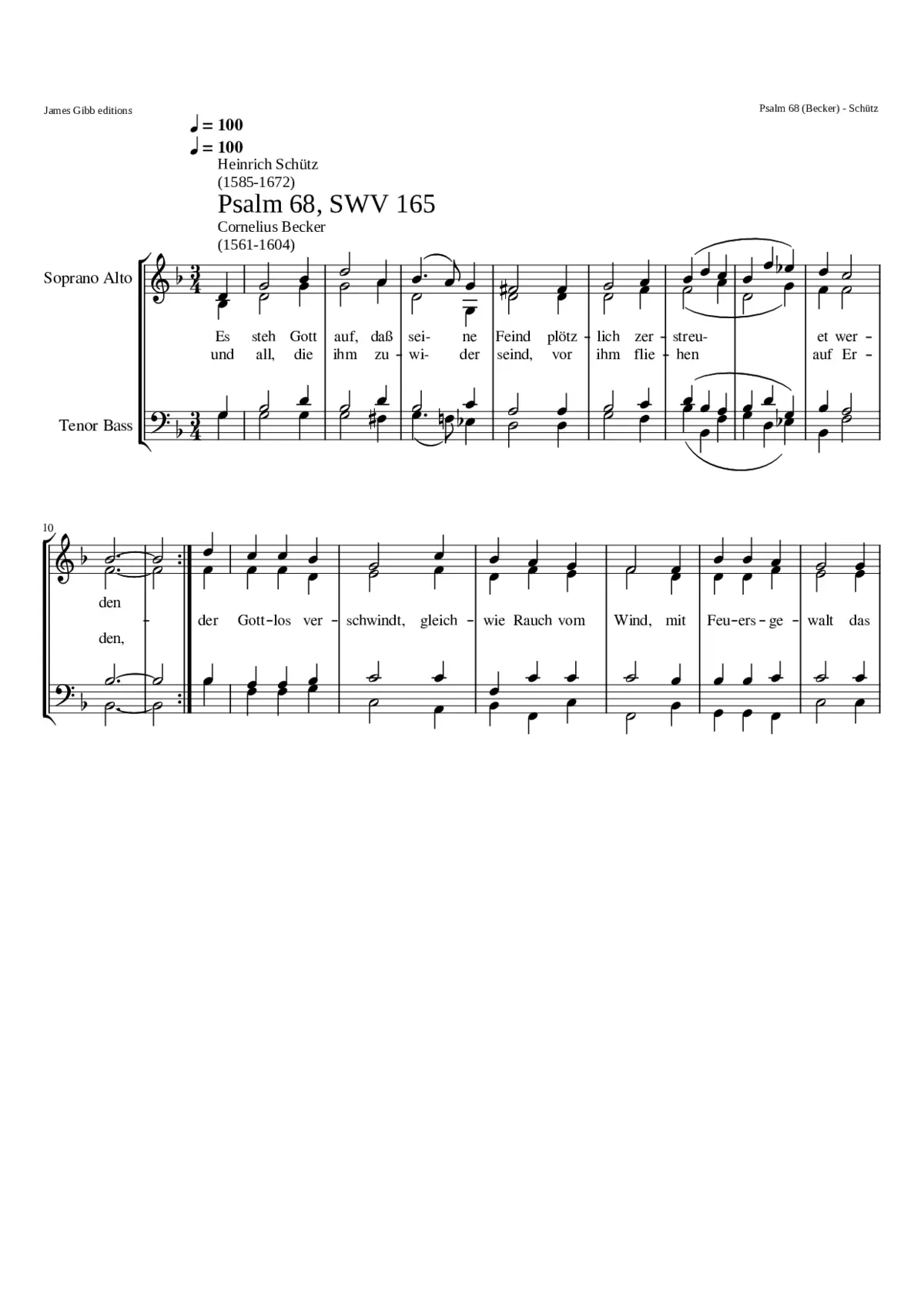 Es steh Gott auf dass seine Feind SWV 165 - Page 1