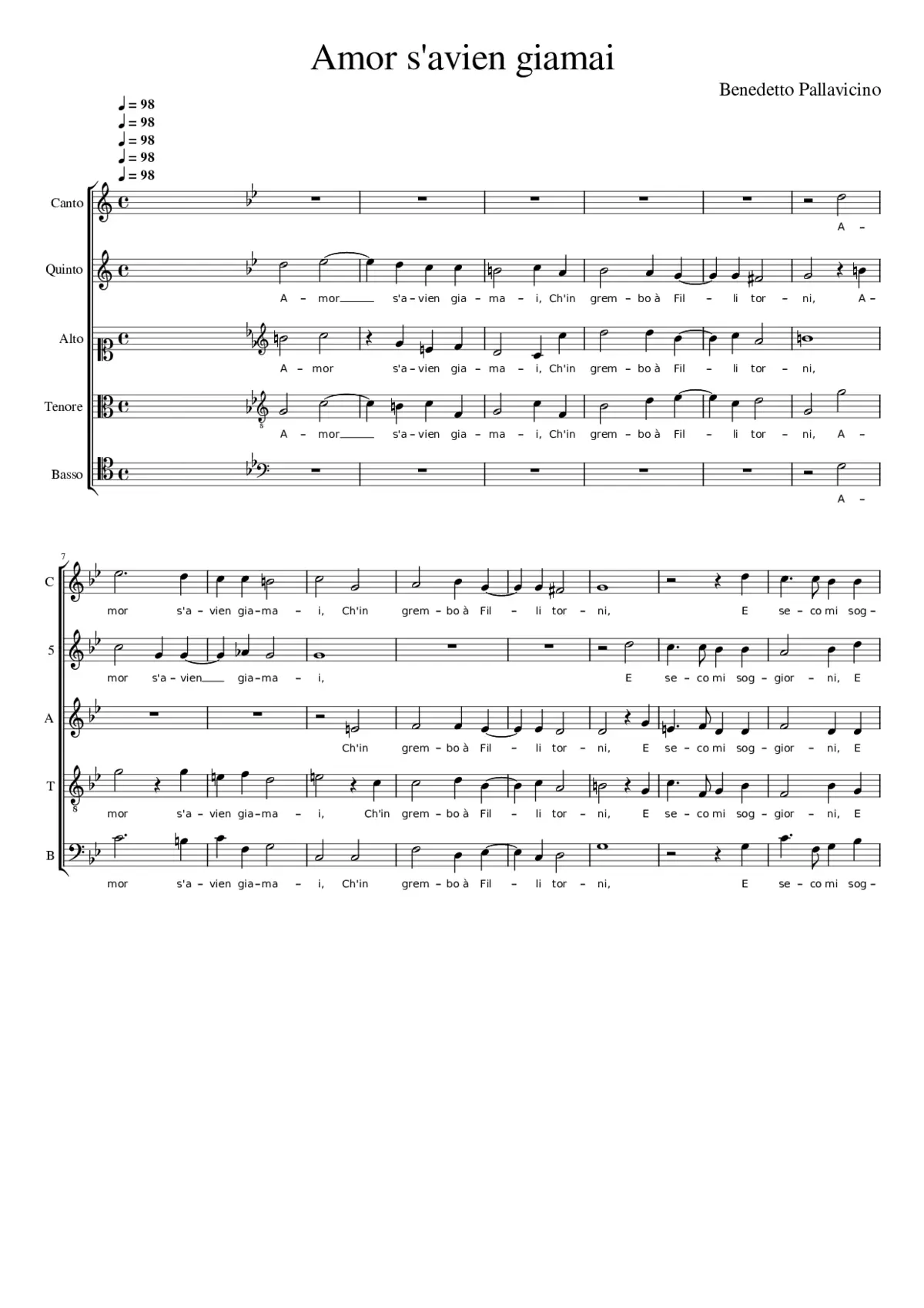 Amor s'avien giamai - Page 1