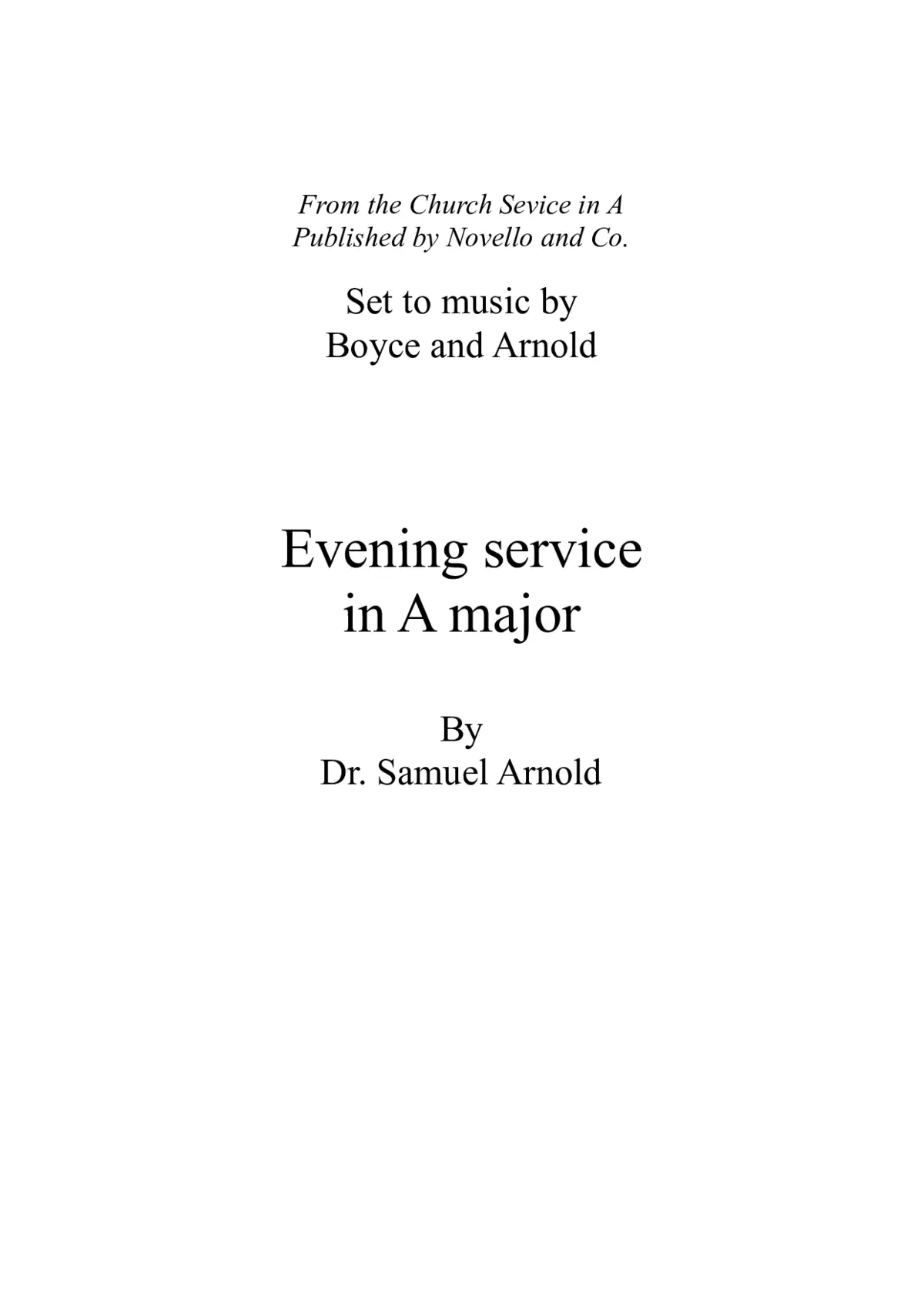 Evening Service in A Major - Page 1