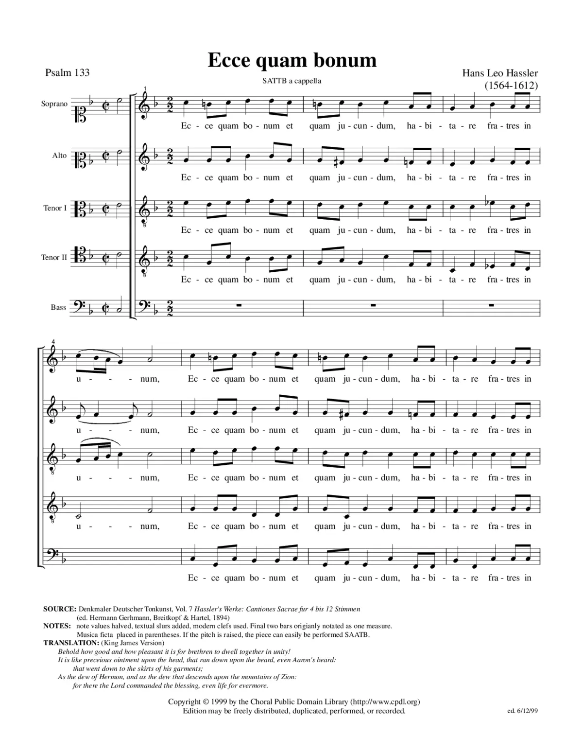 Ecce quam bonum - Page 1