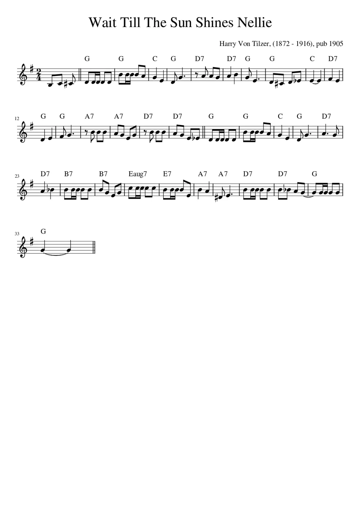 Wait Till The Sun Shines Nellie - Page 1