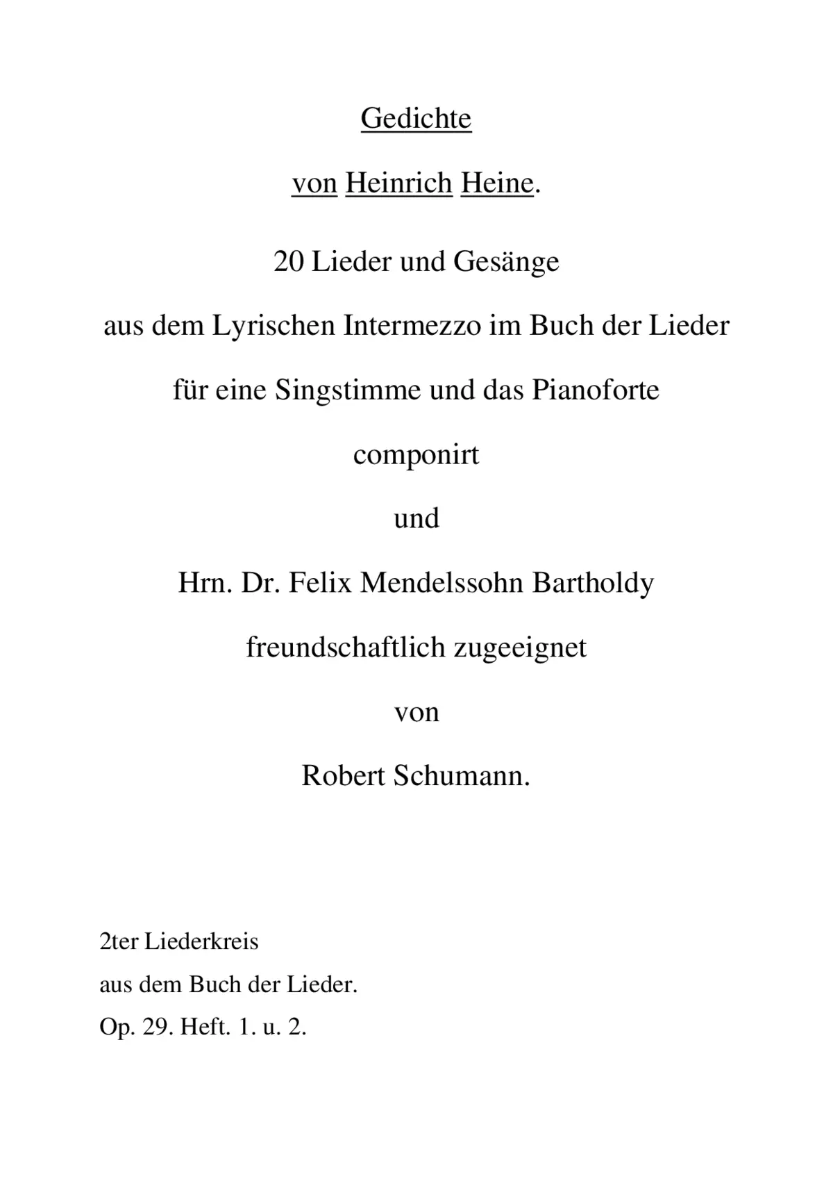 20 Lieder nach Gedichten von Heinrich Heine - Page 1