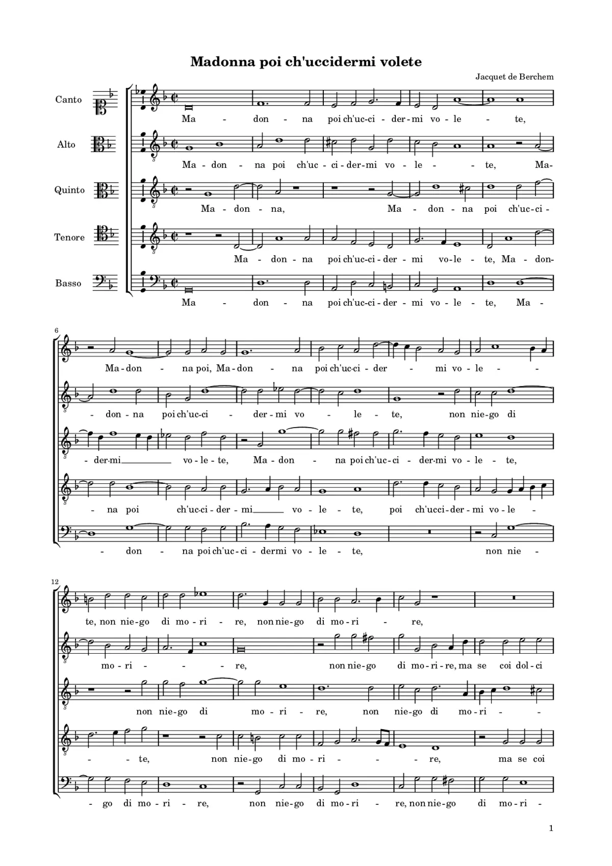 Madonna poi ch'uccidermi volete - Page 1