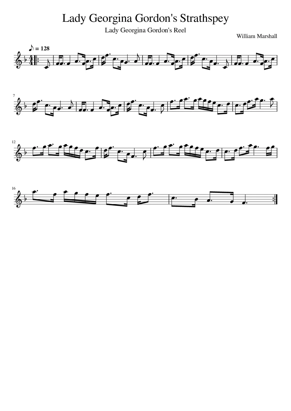 Lady Georgina Gordon's Strathspey - Page 1