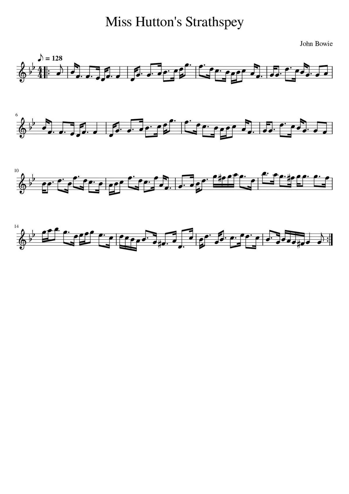 Miss Hutton's Strathspey - Page 1