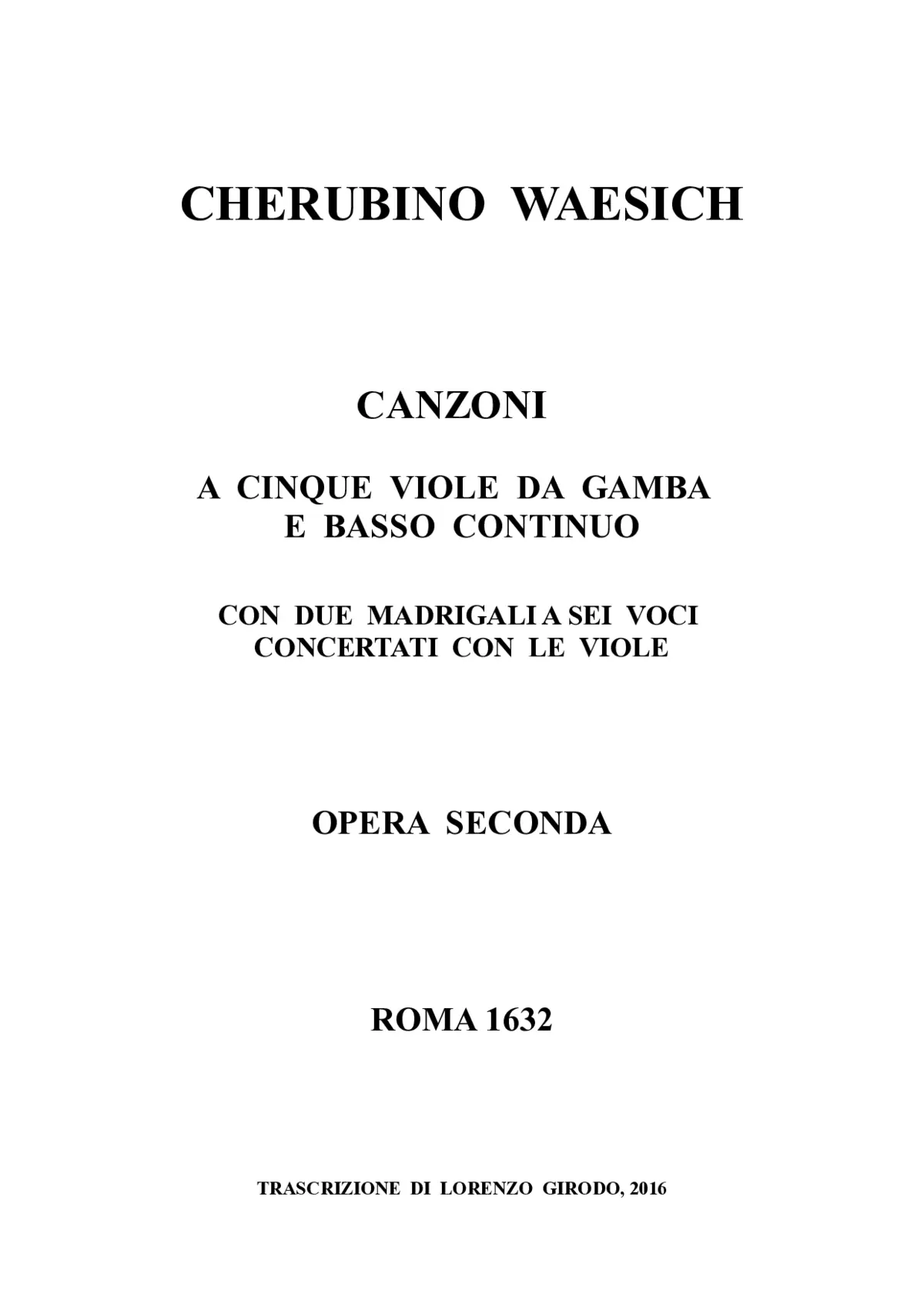 Canzoni a cinque viole da gamba e basso Continuo - Page 1