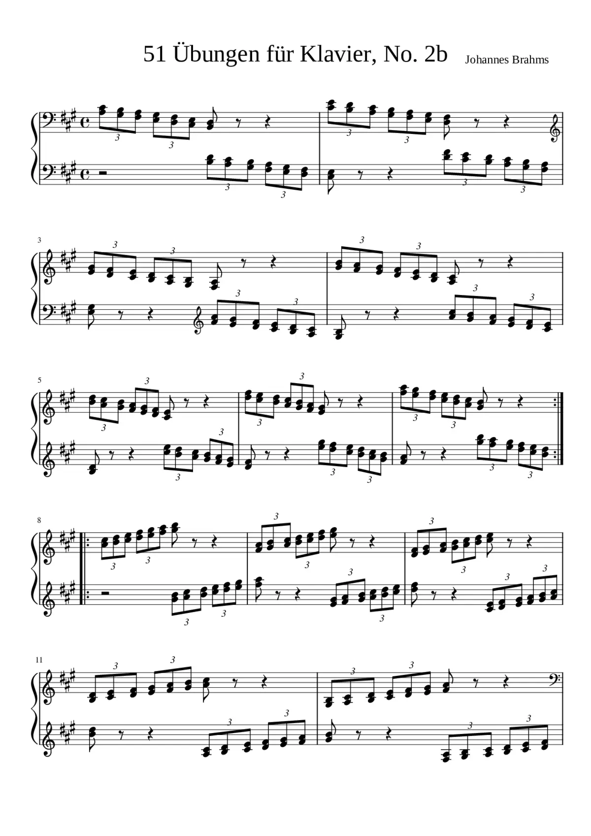 Brahms - 51 Übungen für Klavier No. 2b - Page 1