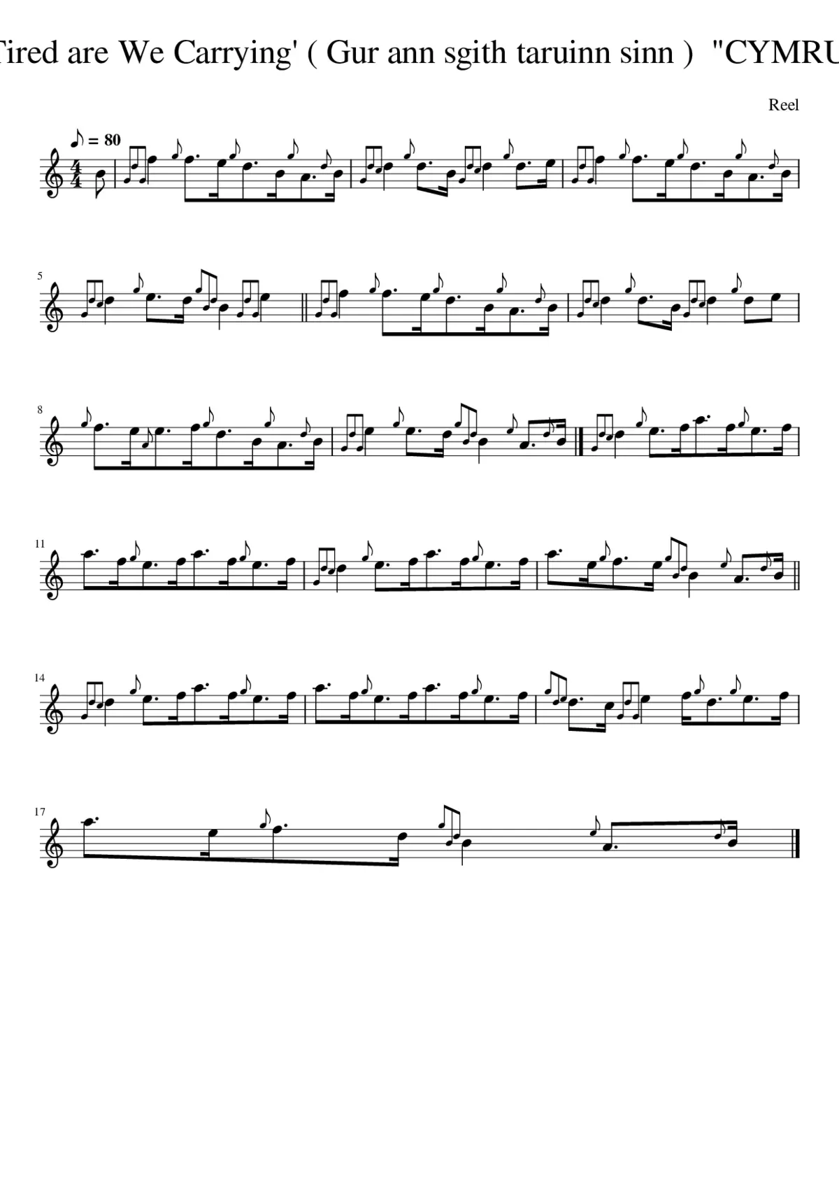 'Tired are We Carrying' ( Gur ann sgith taruinn sinn ) CYMRU - Page 1