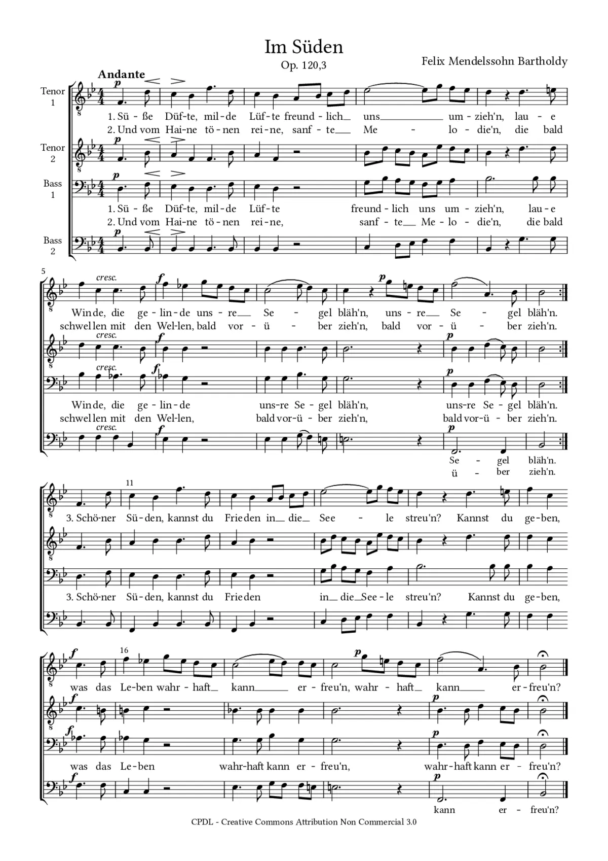 Im Süden, Op. 120, No. 3 - Page 1