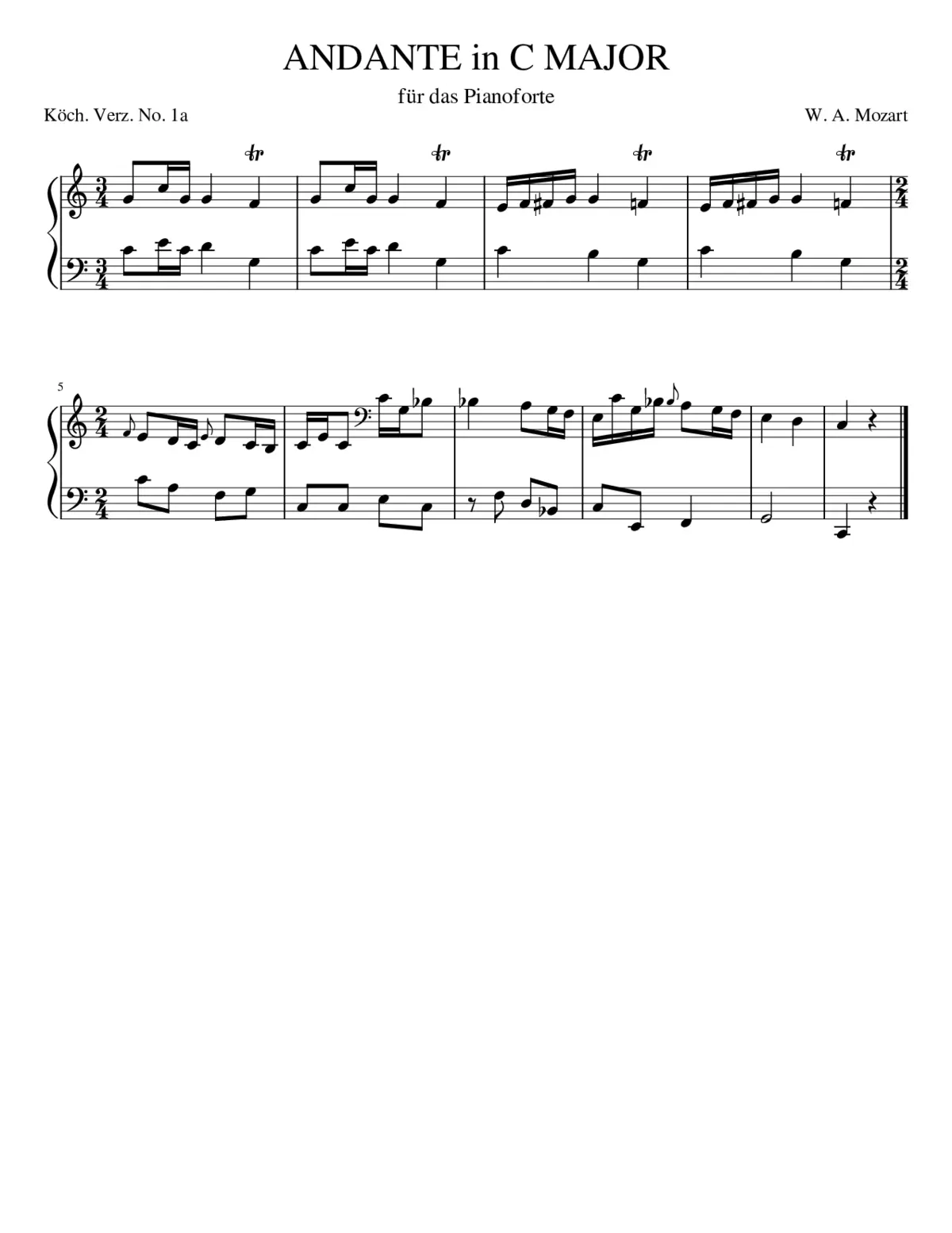Andante in C major K.1a - Page 1