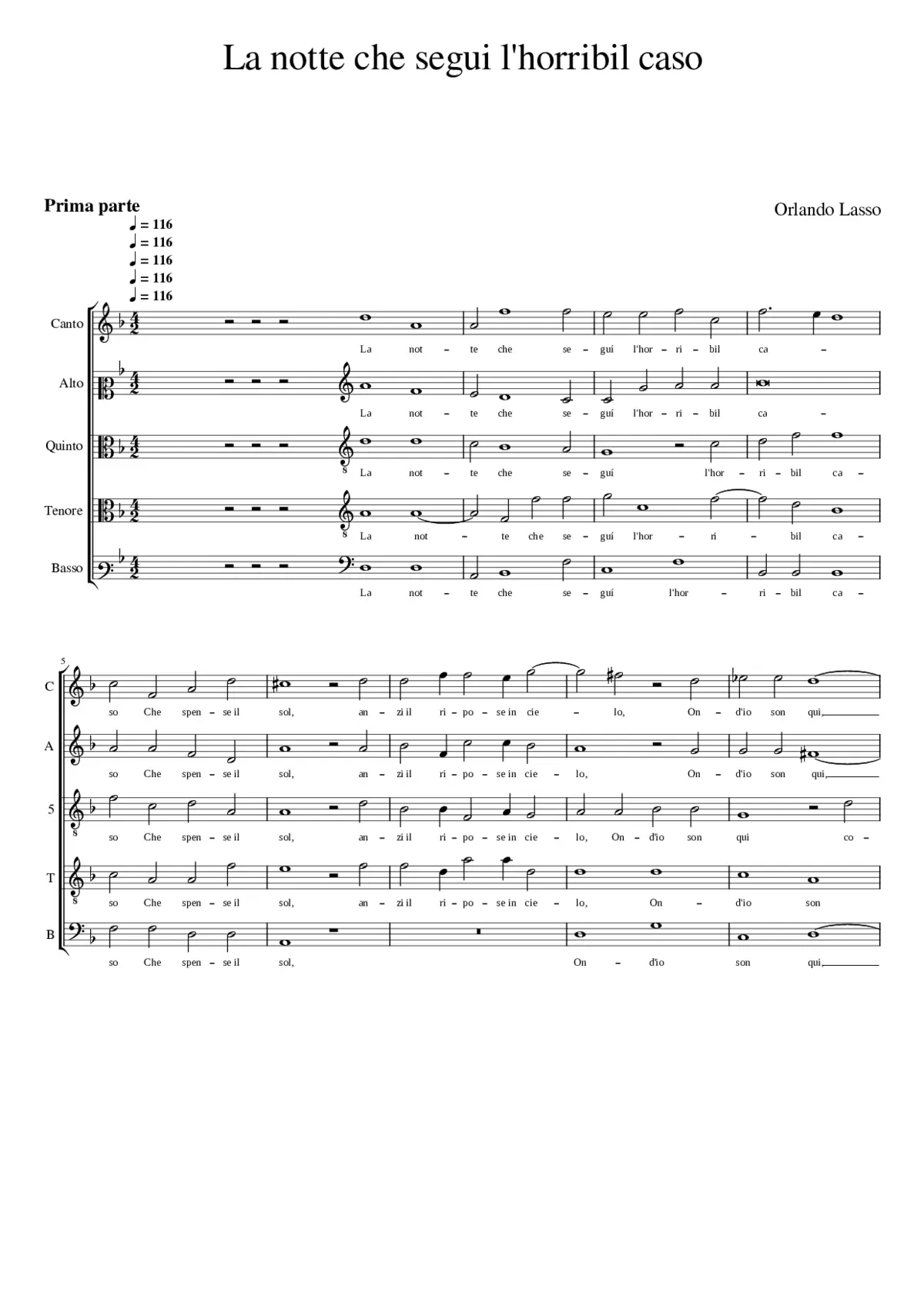 La notte che segui l'horribil caso - Page 1