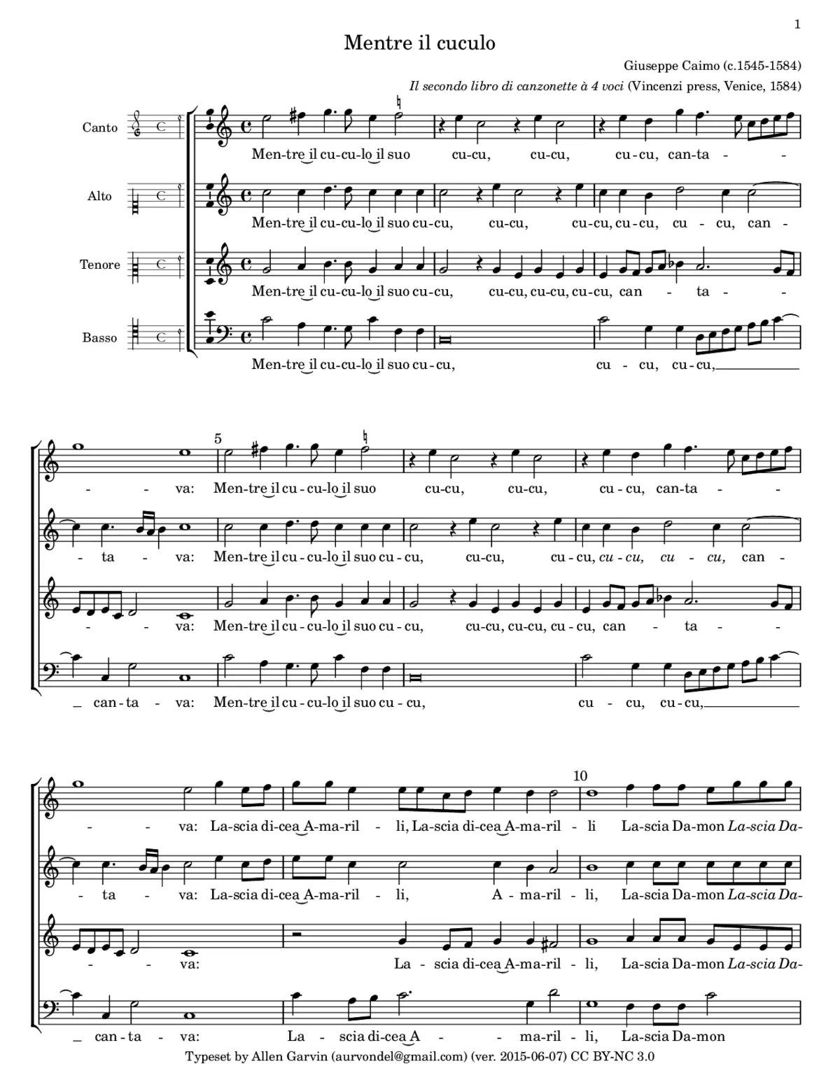 Mentre el cuculo il suo cucu cantava - Page 1