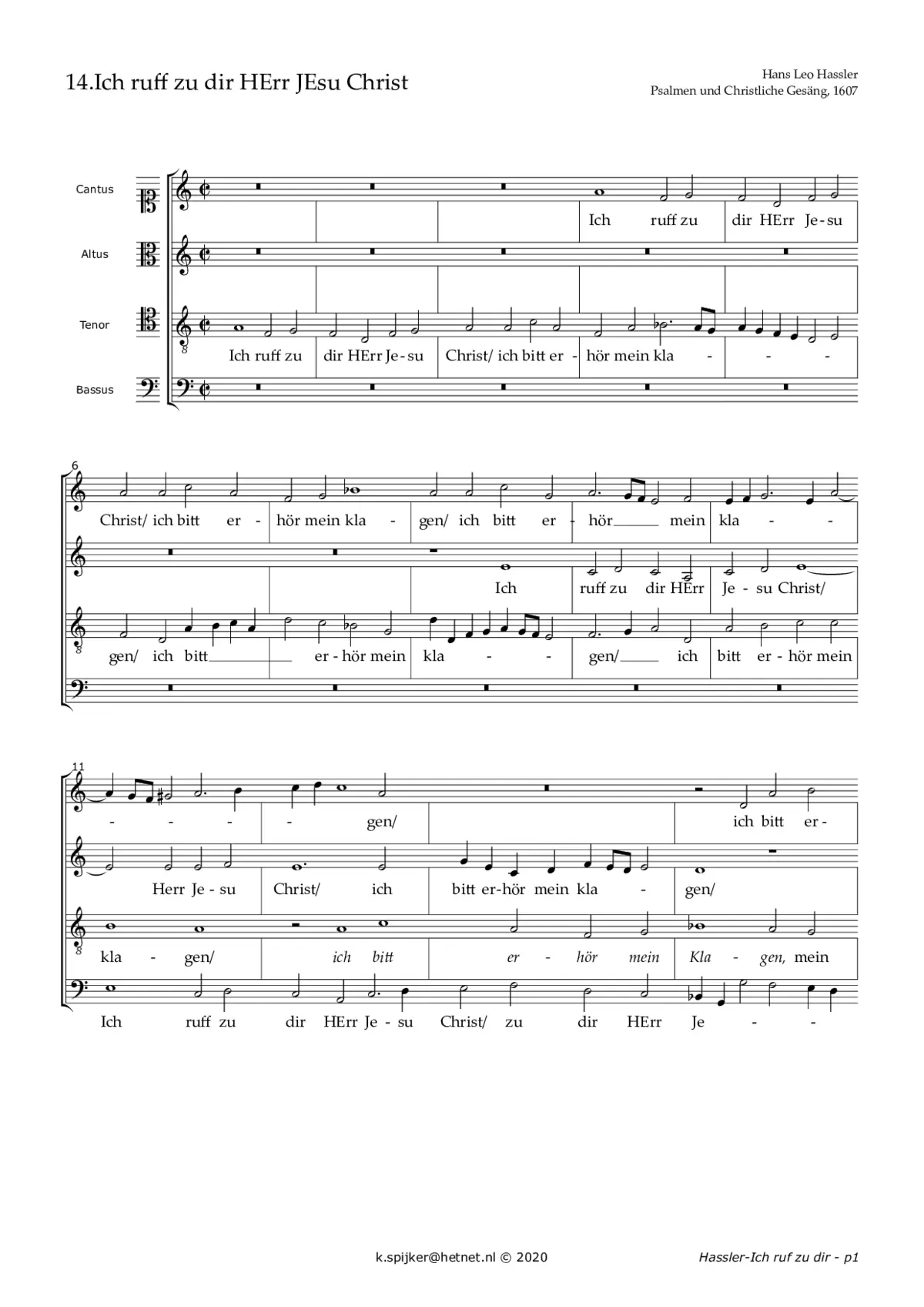 Ich ruf zu dir (motet a4) - Page 1