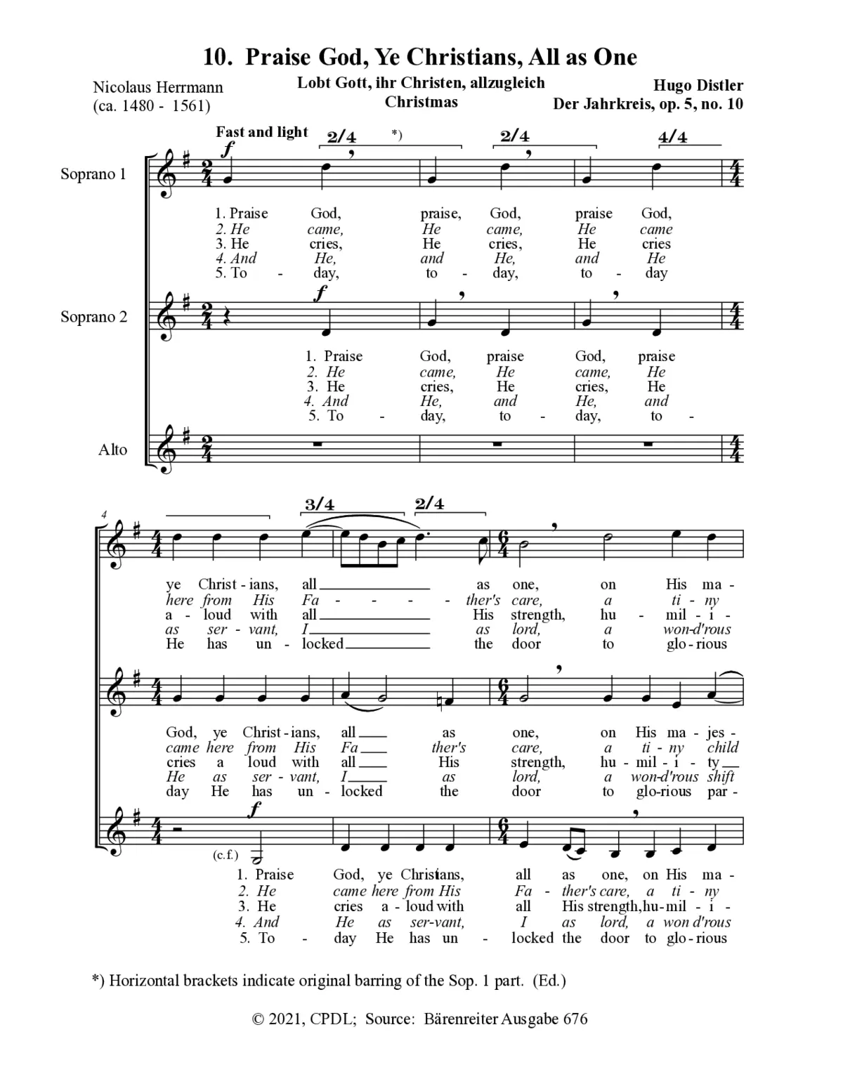 Lobt Gott, ihr Christen, allzugleich - Page 1