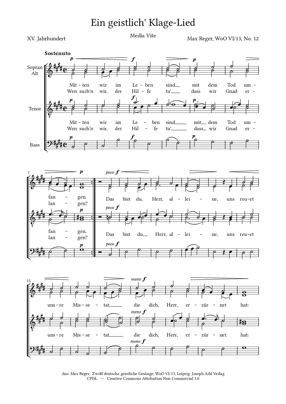 Ein geistlich' Klage-Lied, WoO VI/13, No. 12 - Page 1