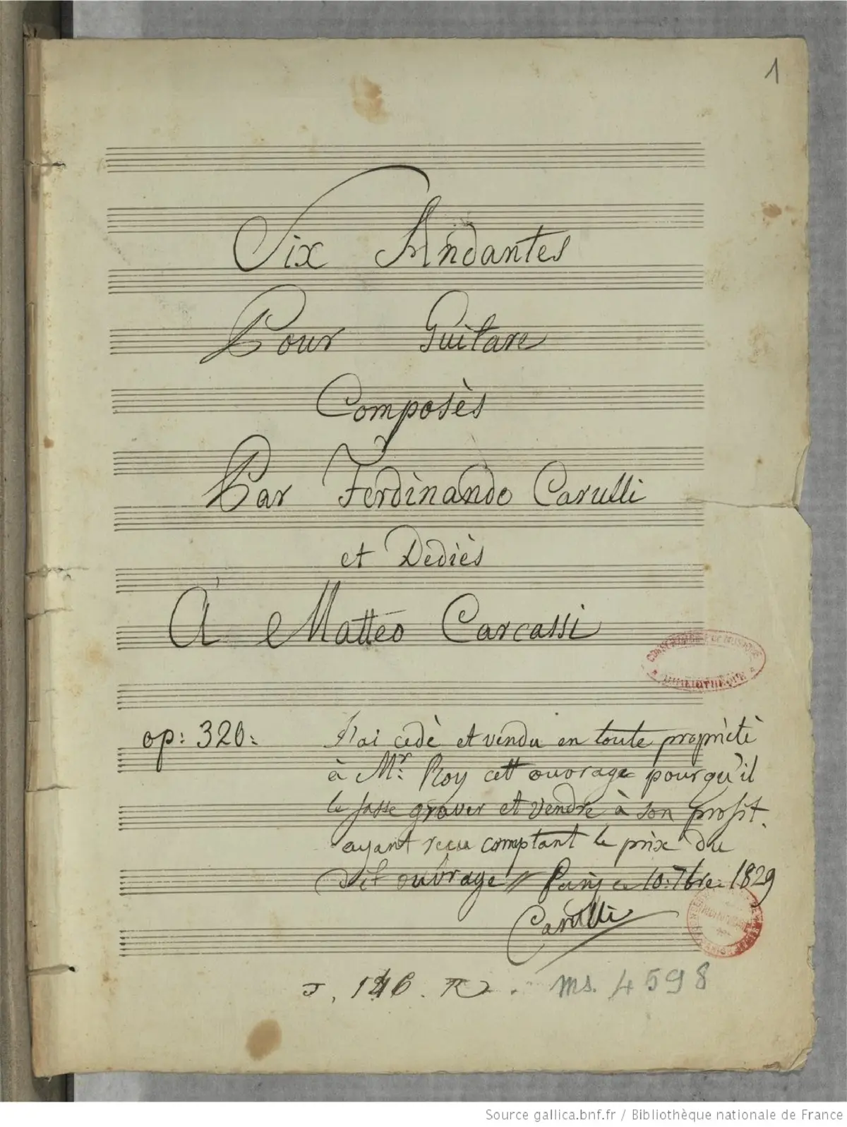 6 Andantes pour Guitare - Page 1