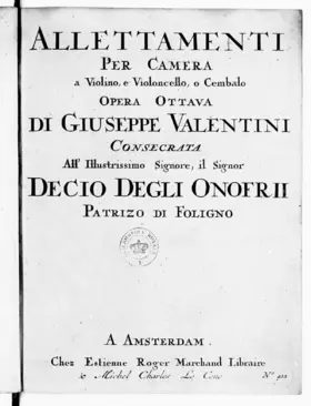 Allettamenti per camera a violino e violoncello, o cembalo