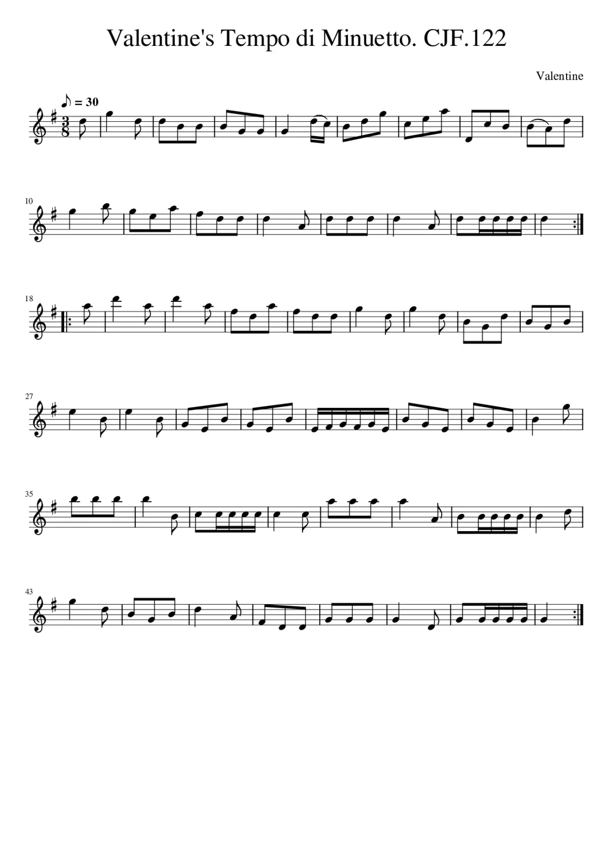 Valentine's Tempo di Minuetto. CJF.122 - Page 1