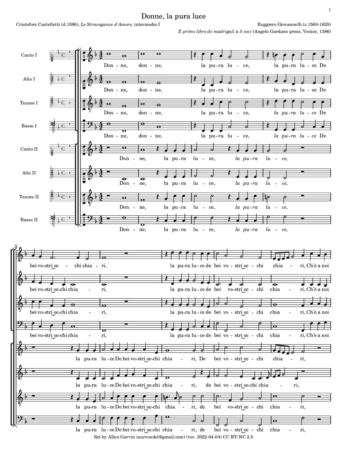 Donne la pura luce - Page 1