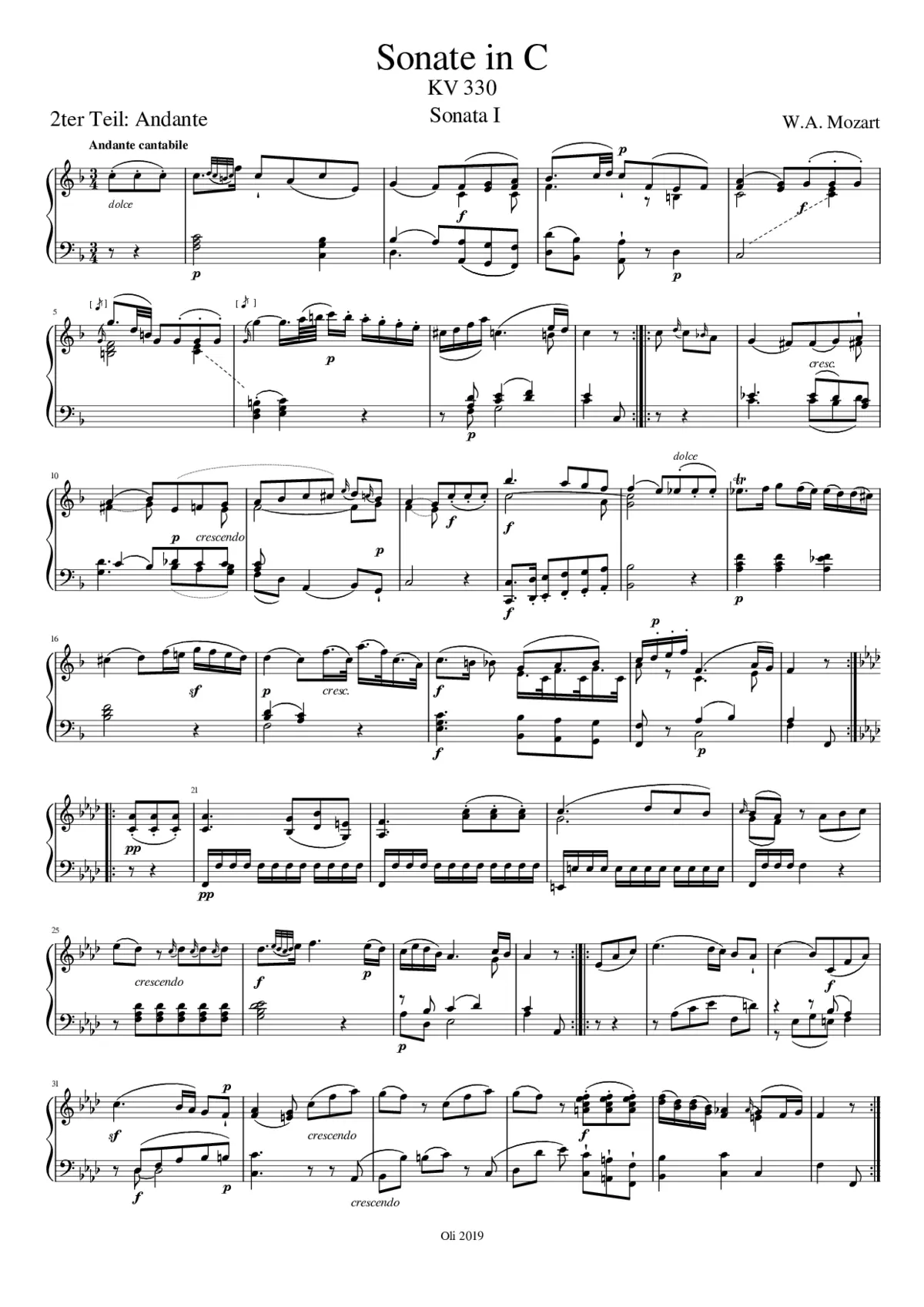 Sonate in C KV 330-2 Andante - Page 1