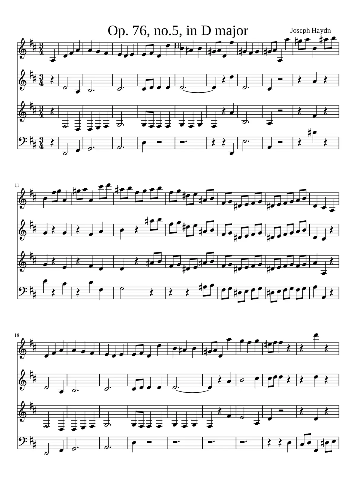 String Quartet in D minor Hob.III:76 - Page 1