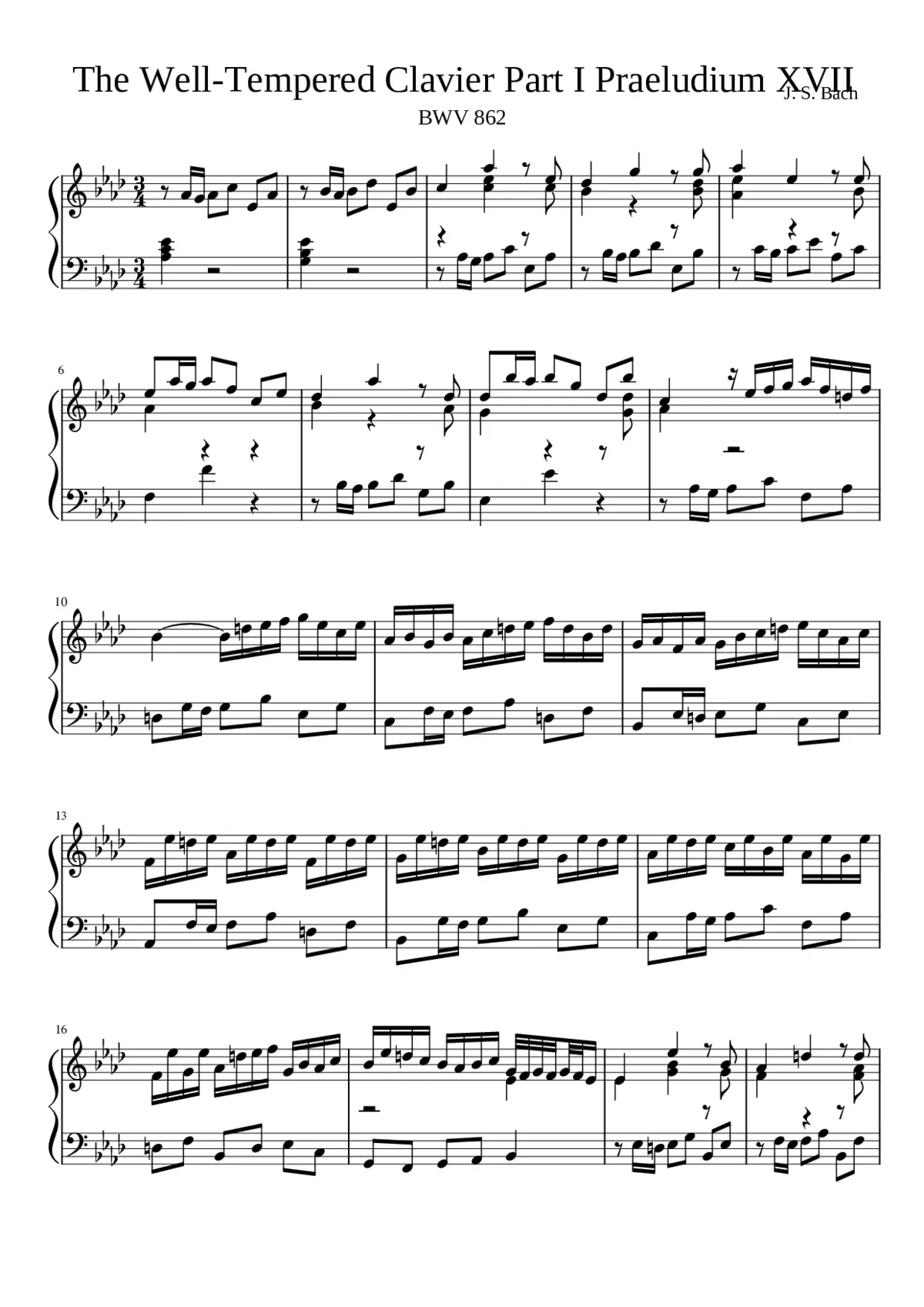 Prelude and Fugue in A-flat major BWV 862 - Page 1