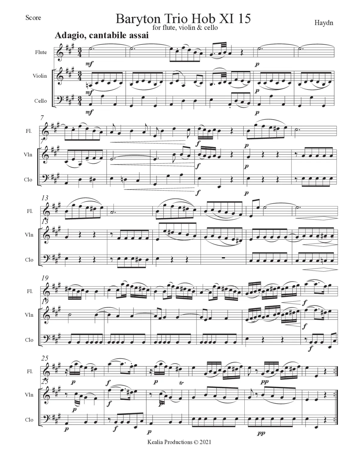 Baryton Trio in A major - Page 1
