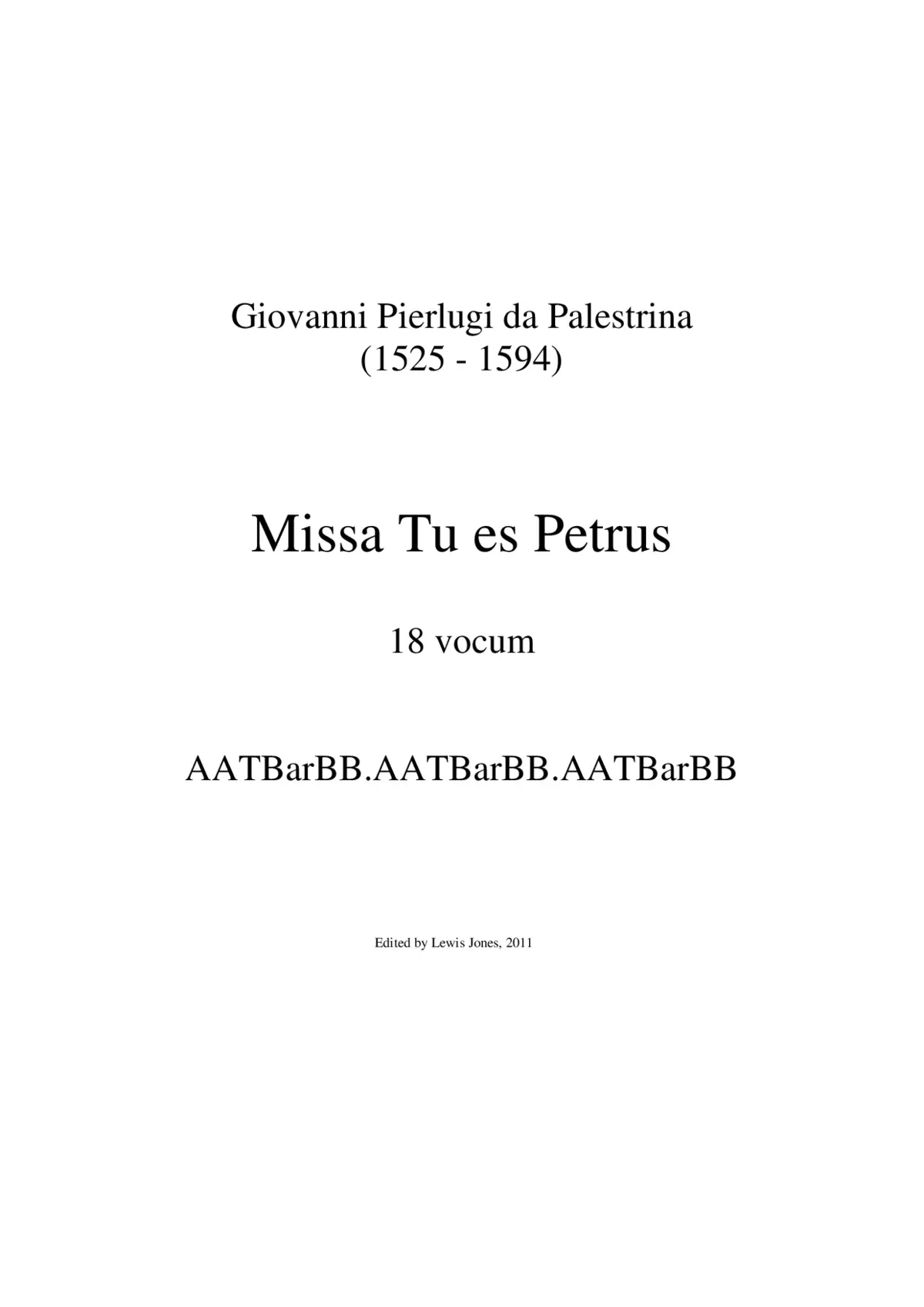 Missa Tu es Petrus a 18 - Page 1