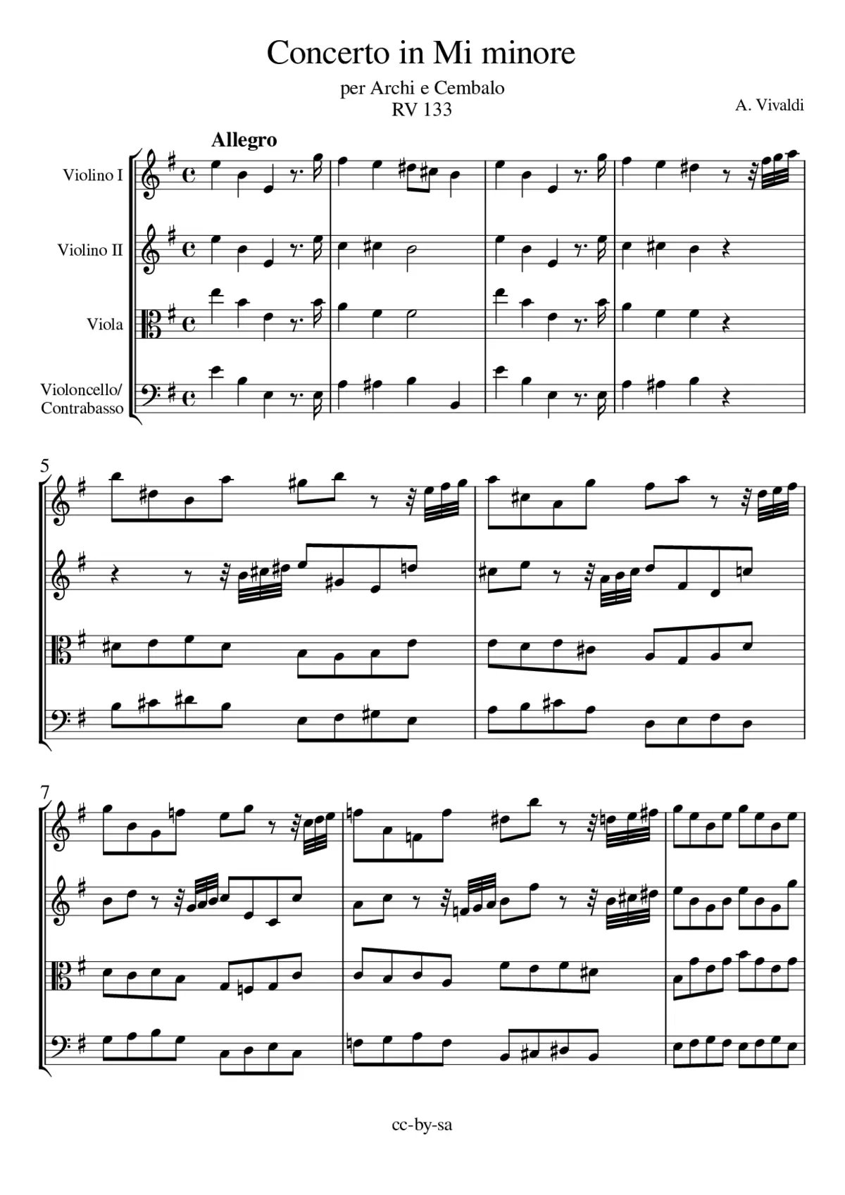 Concerto for Strings in E minor - Page 1