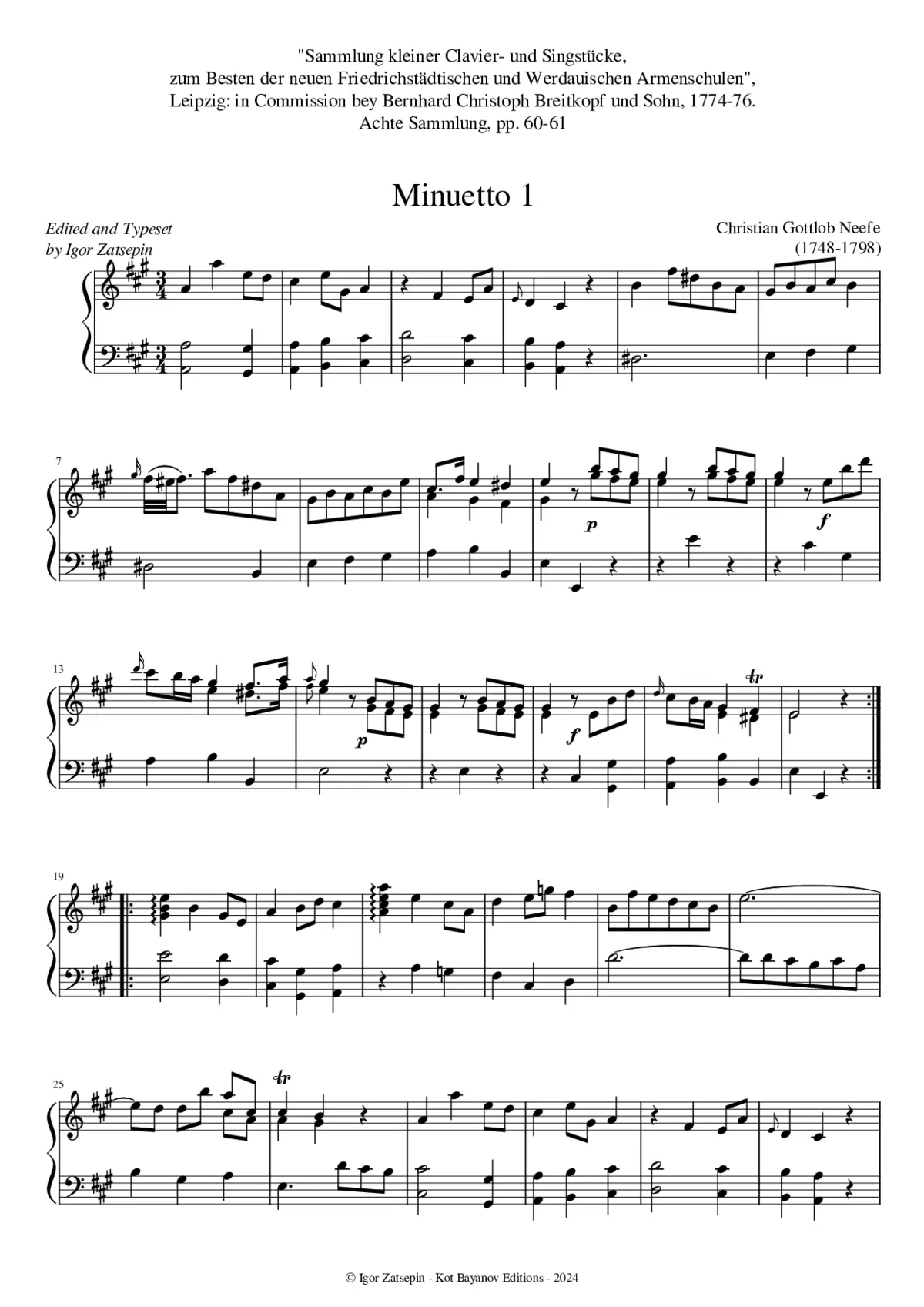 2 Menuets in A major/D major - Page 1