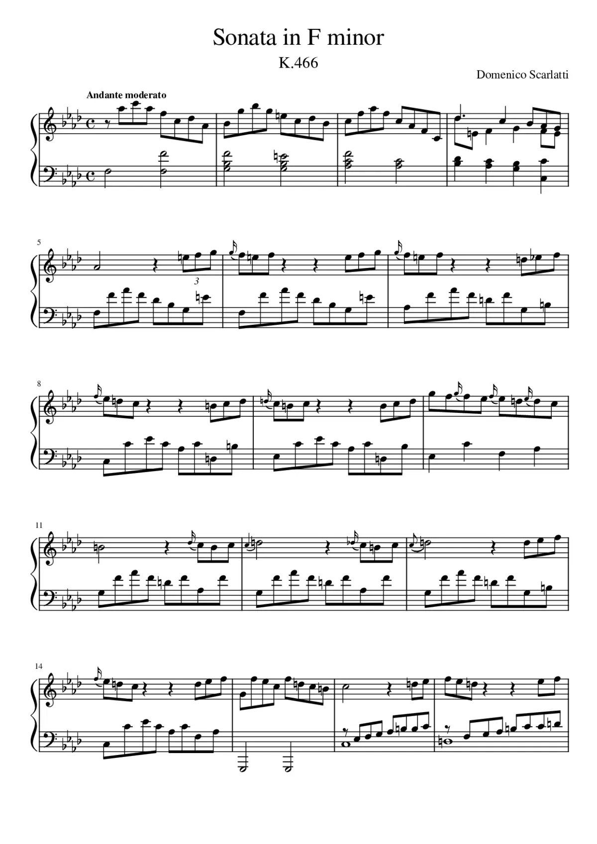 Keyboard Sonata in F minor K.466 - Page 1
