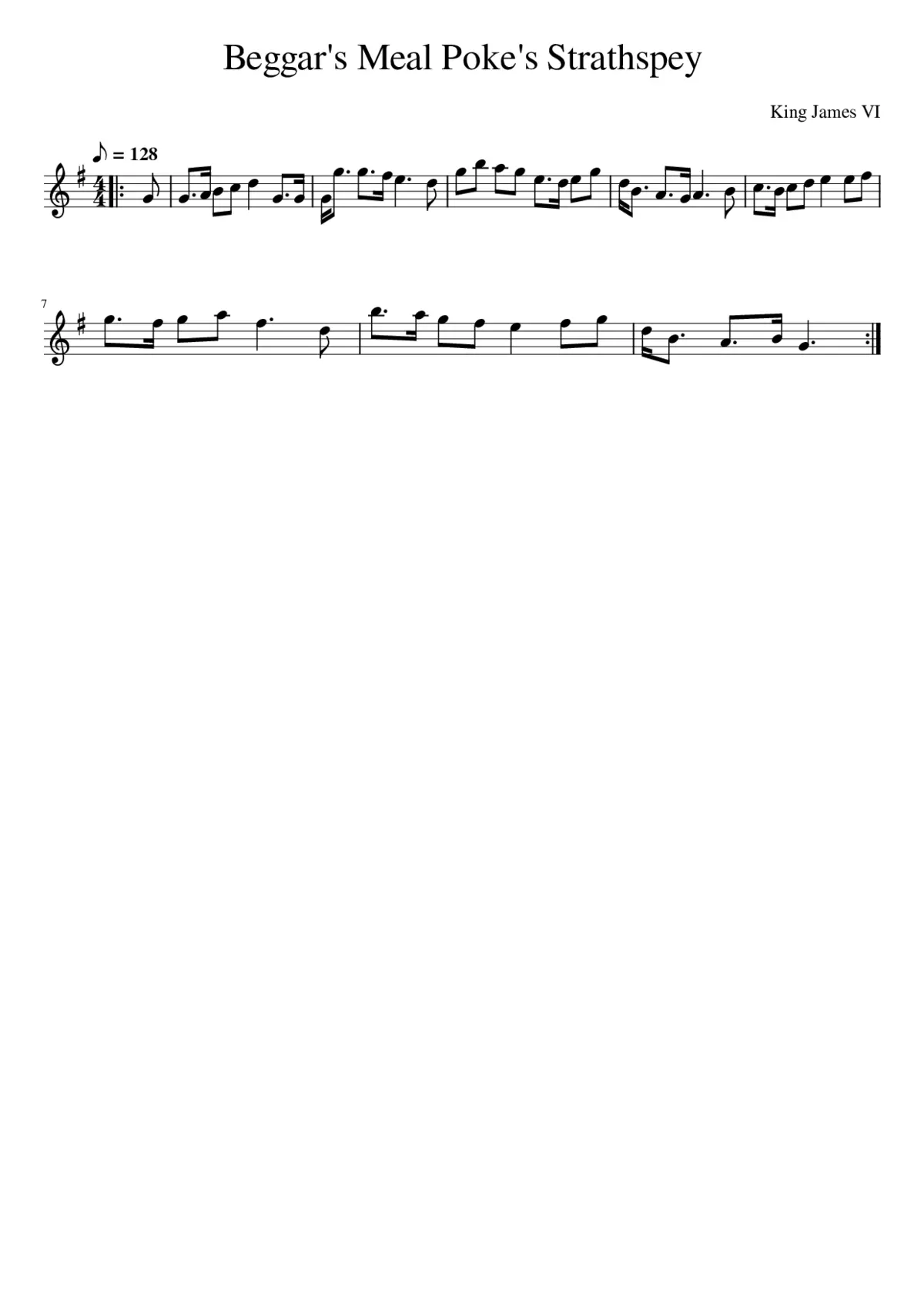 Beggar's Meal Poke's Strathspey - Page 1