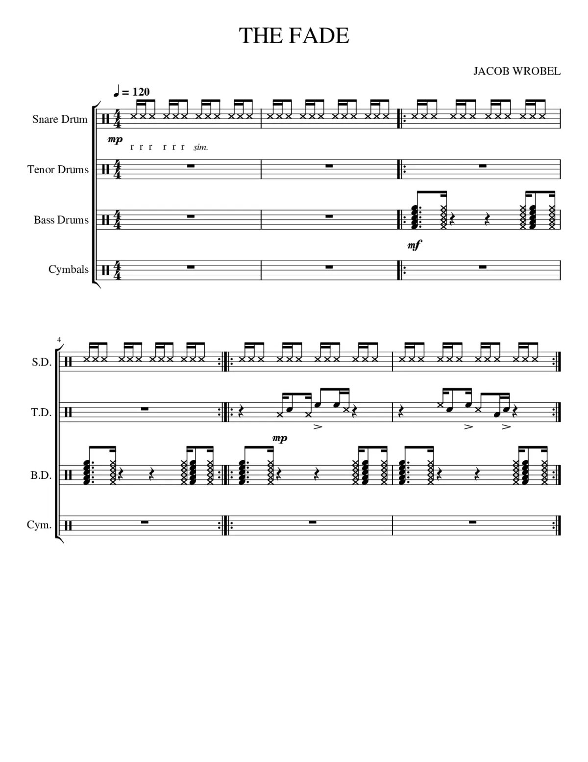 The Fade - Drumline Cadence - Page 1