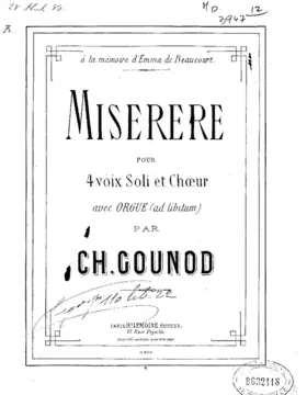 Miserere pour 4 voix soli et chœurs