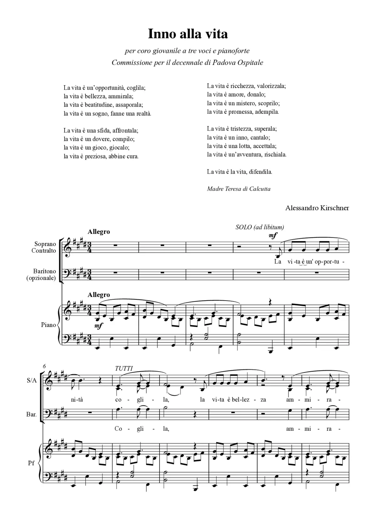 Inno alla vita - Page 1