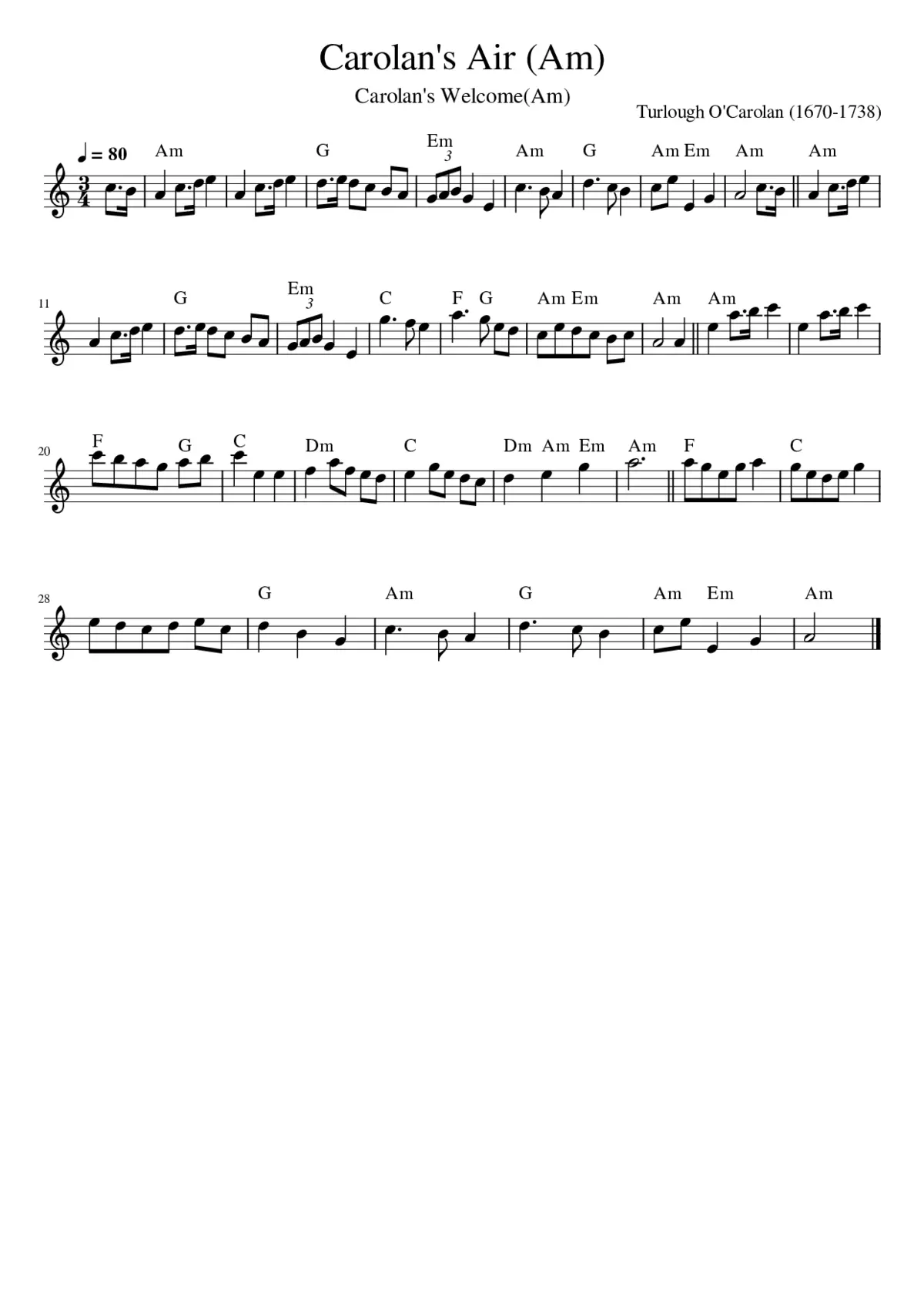 Carolan's Air (Am) - Page 1