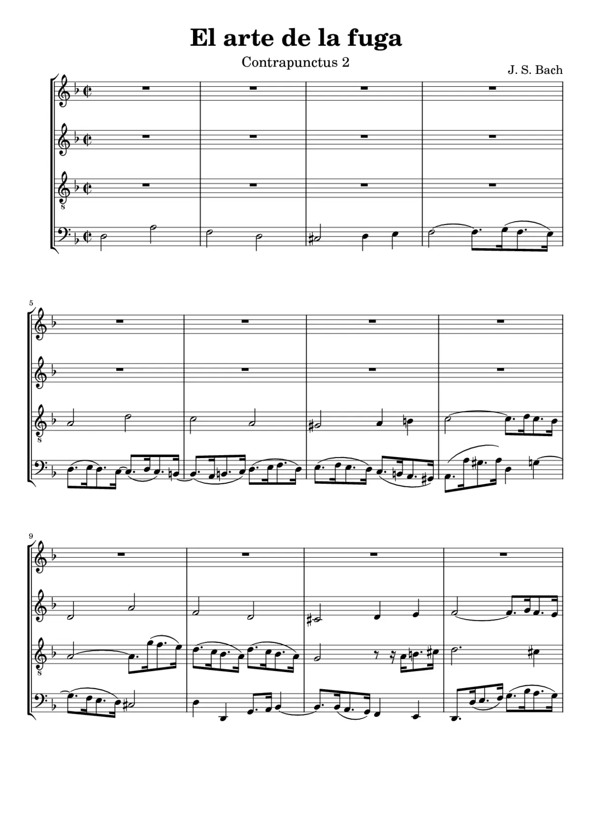Johann Sebastian Bach - El arte de la fuga: Contrapunctus 2 - Page 1