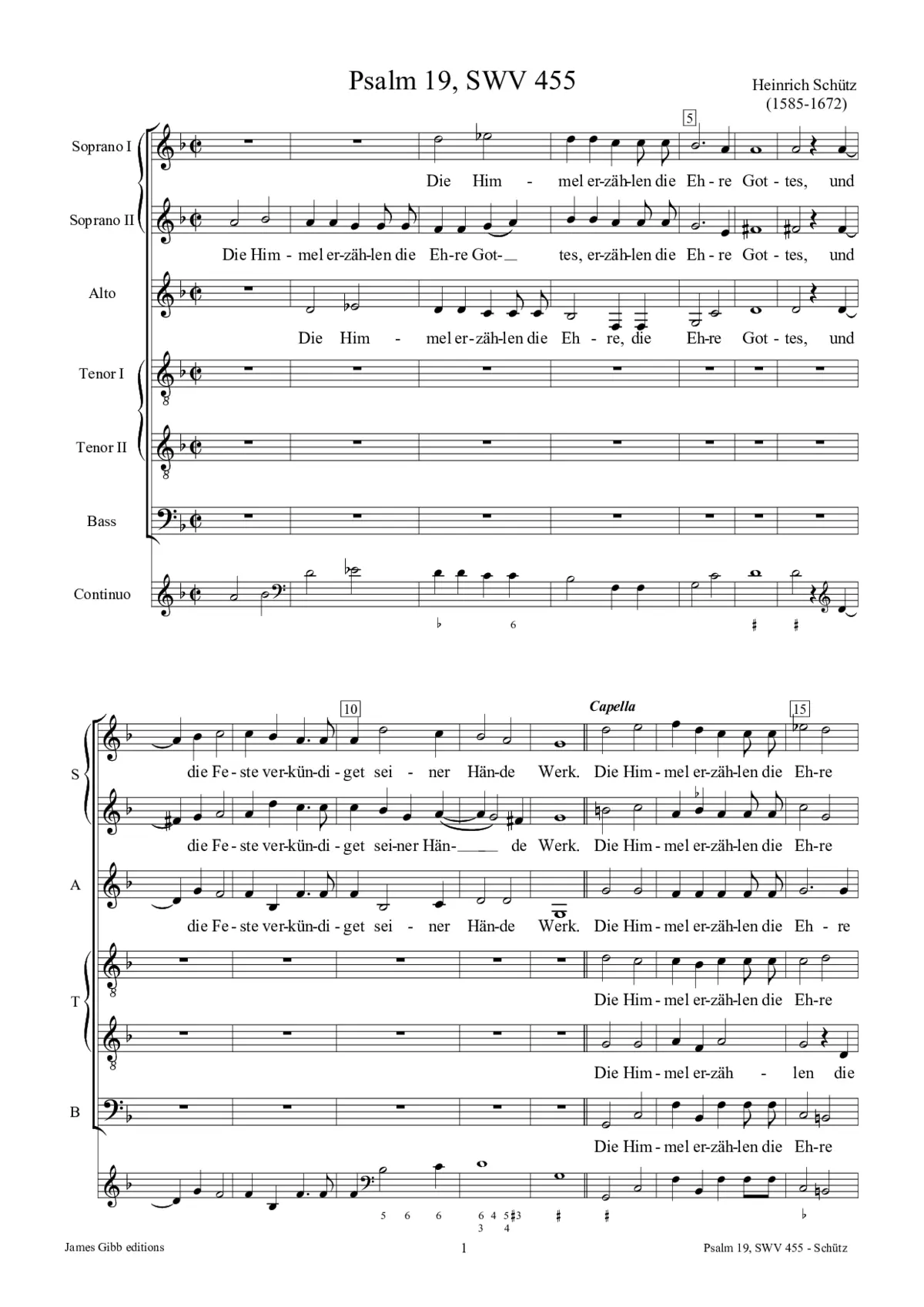 Die Himmel erzählen die Ehre Gottes, SWV 455 - Page 1