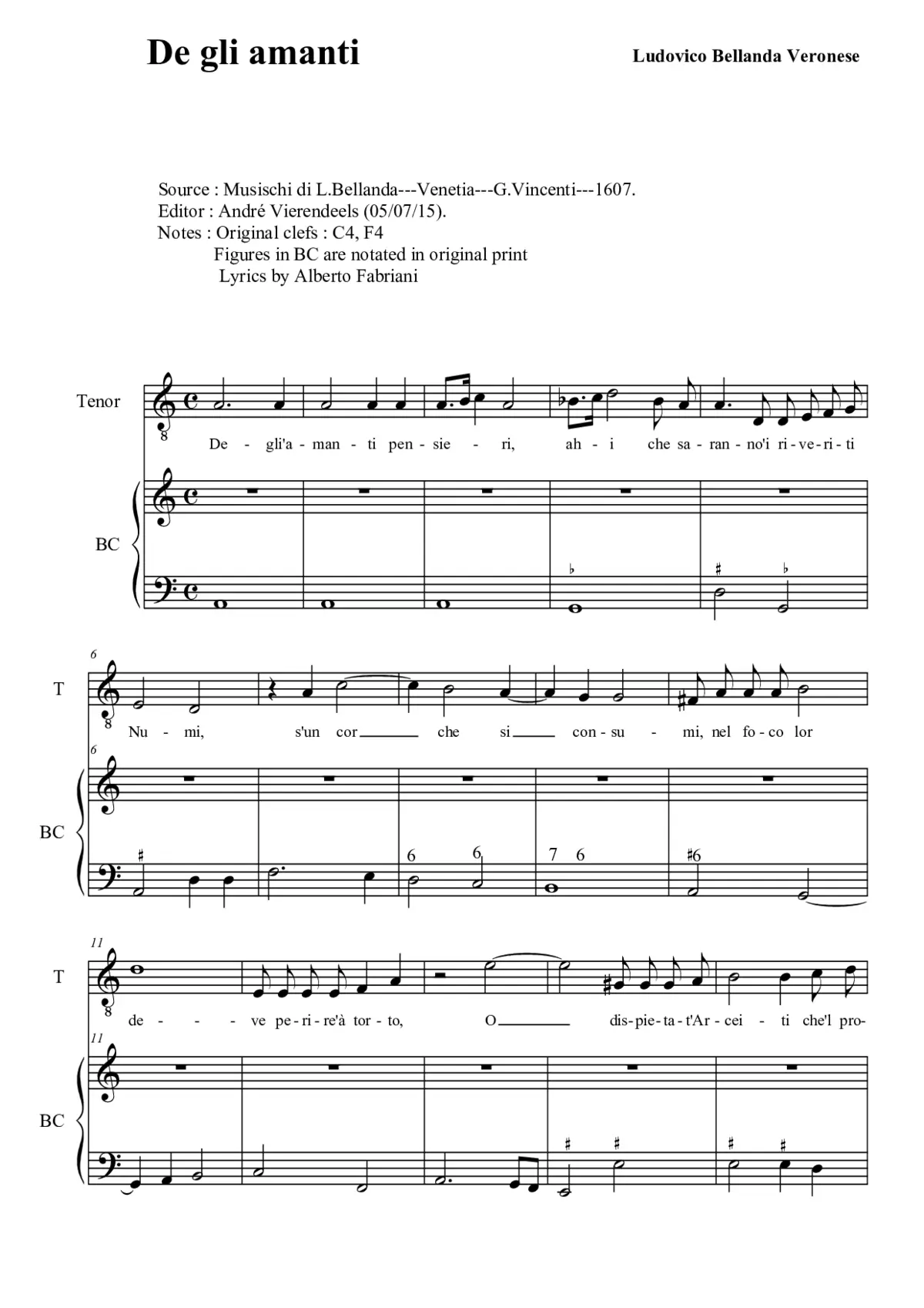 De gli amanti - Page 1