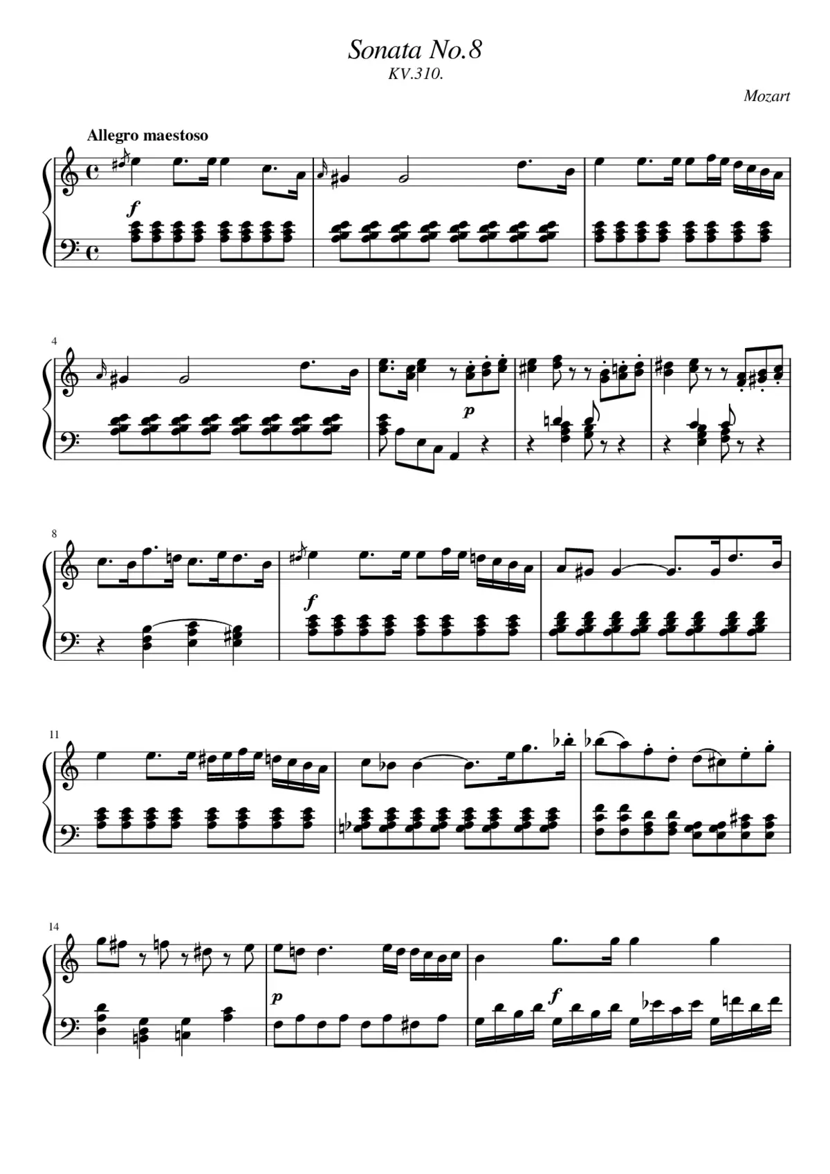 Piano Sonata No.8 in A minor K.310/300d - Page 1