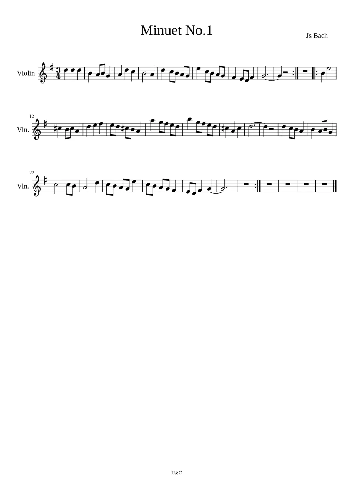 3 Minuets BWV 841-843 - Page 1