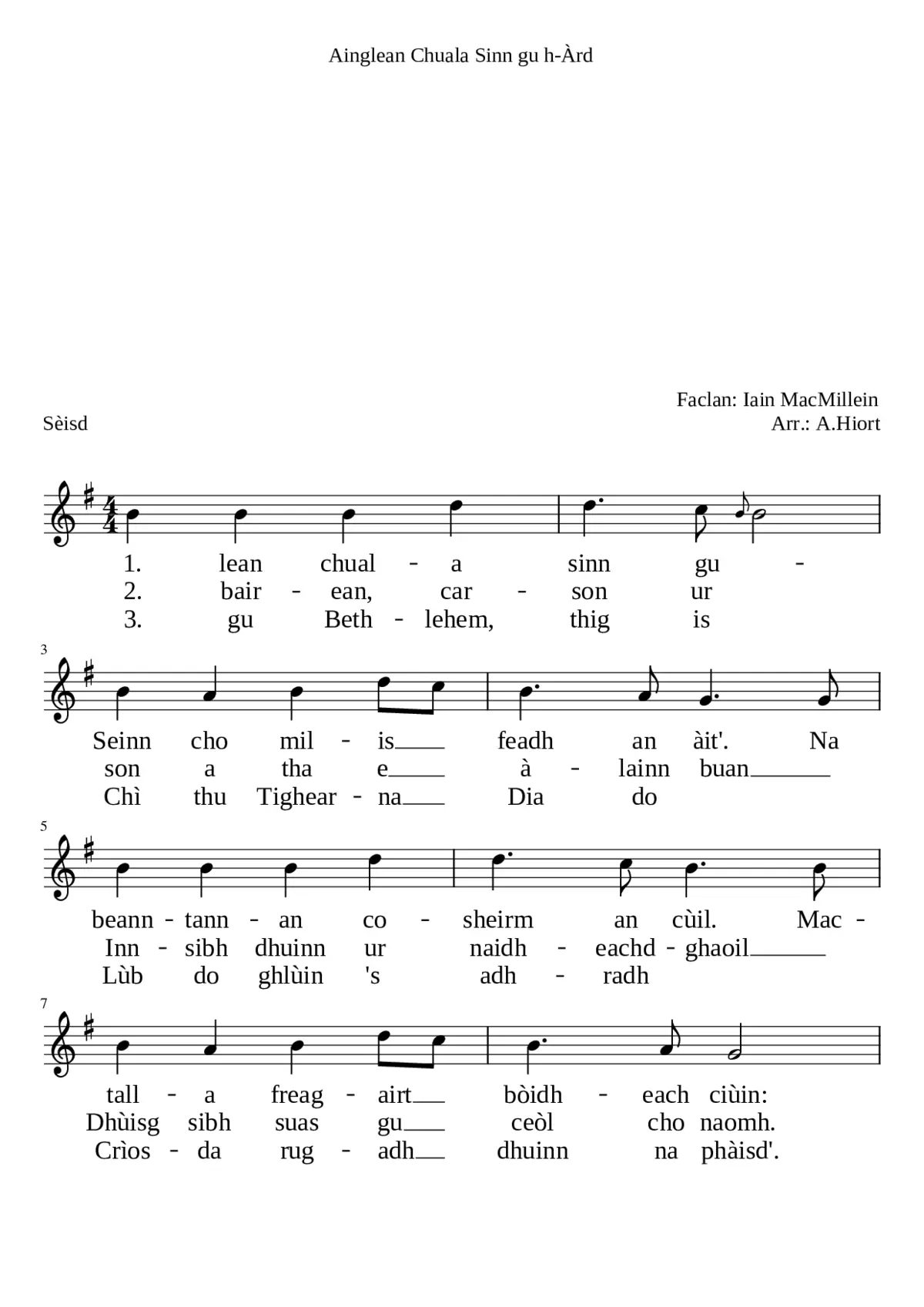 Ainglean chuala sinn gu h-àrd - Page 1