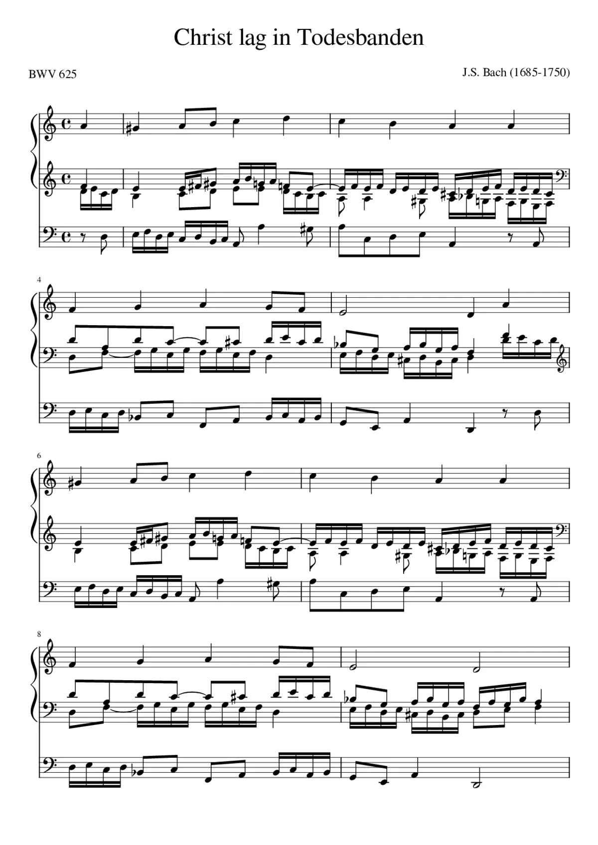 BWV 0625 Bach JS Christ lag in Todesbanden Organ - Page 1
