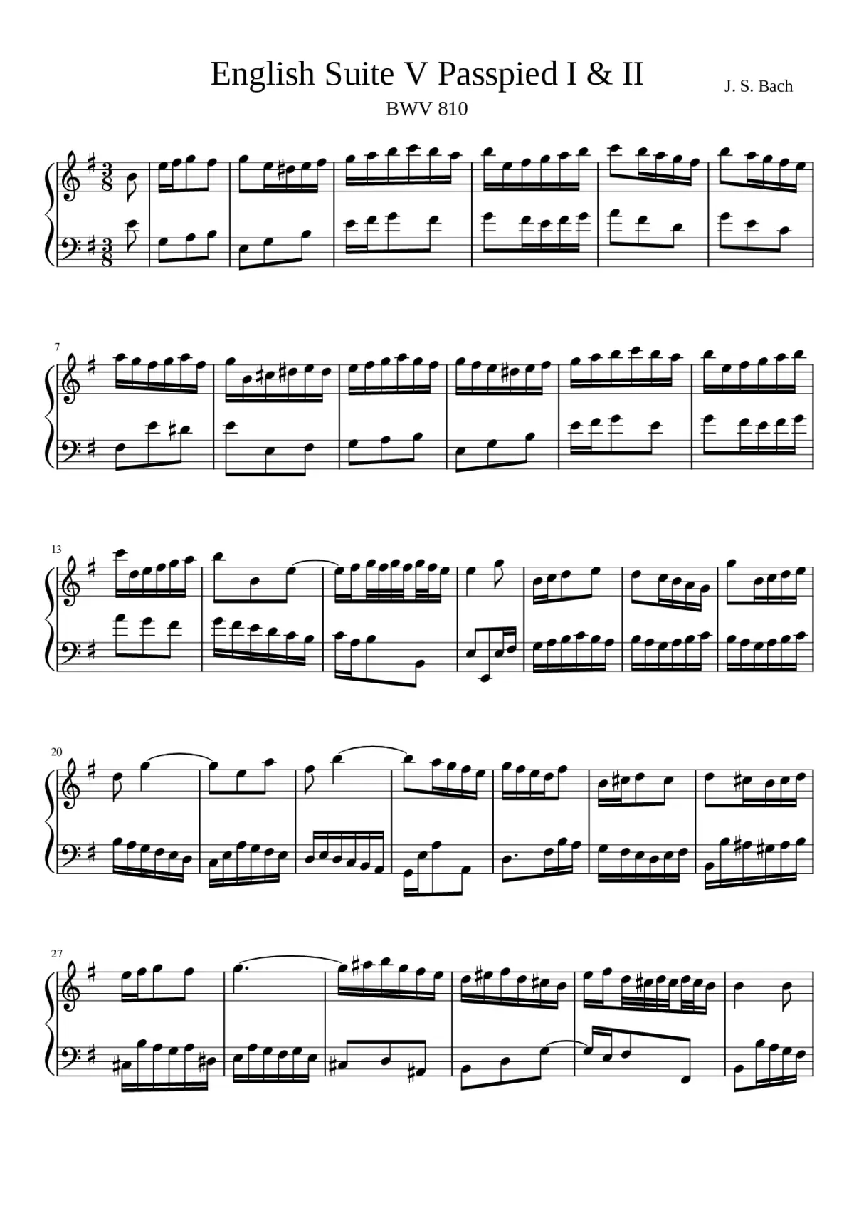 English Suite No.5 in E minor BWV 810 - Page 1