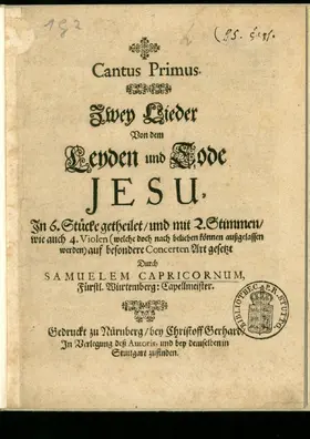 Zwey Lieder von dem Leyden und Tode Jesu