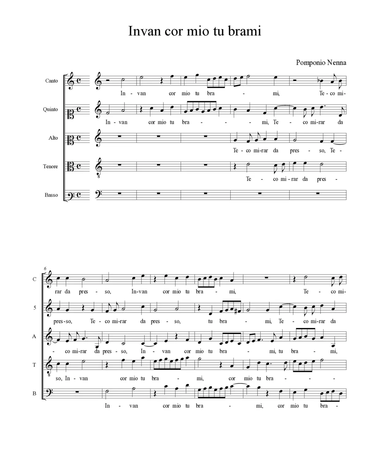 Invan cor mio tu brami - Page 1
