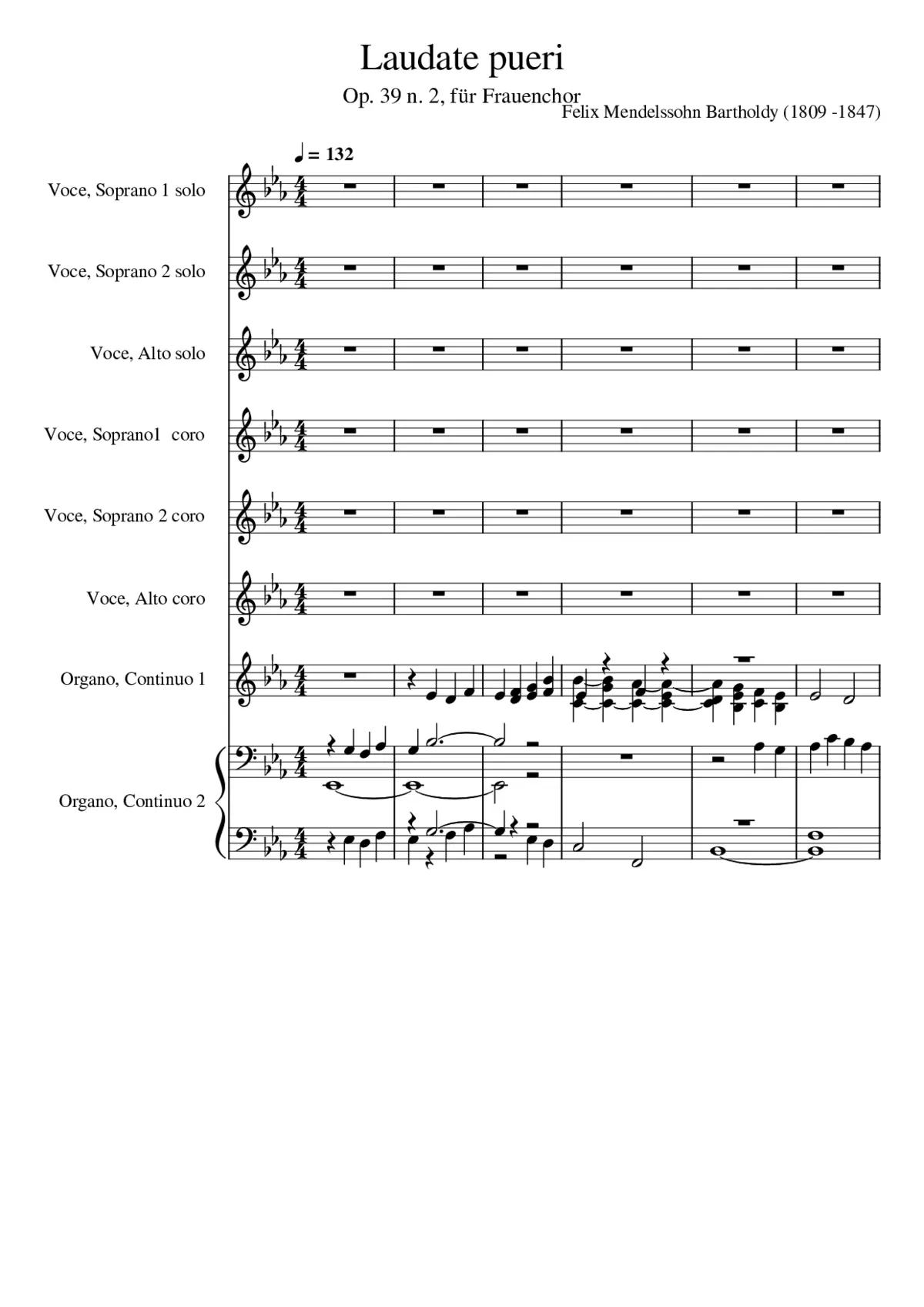 Op. 39 No. 2 Laudate pueri Felix Mendelssohn Bartholdy - Page 1