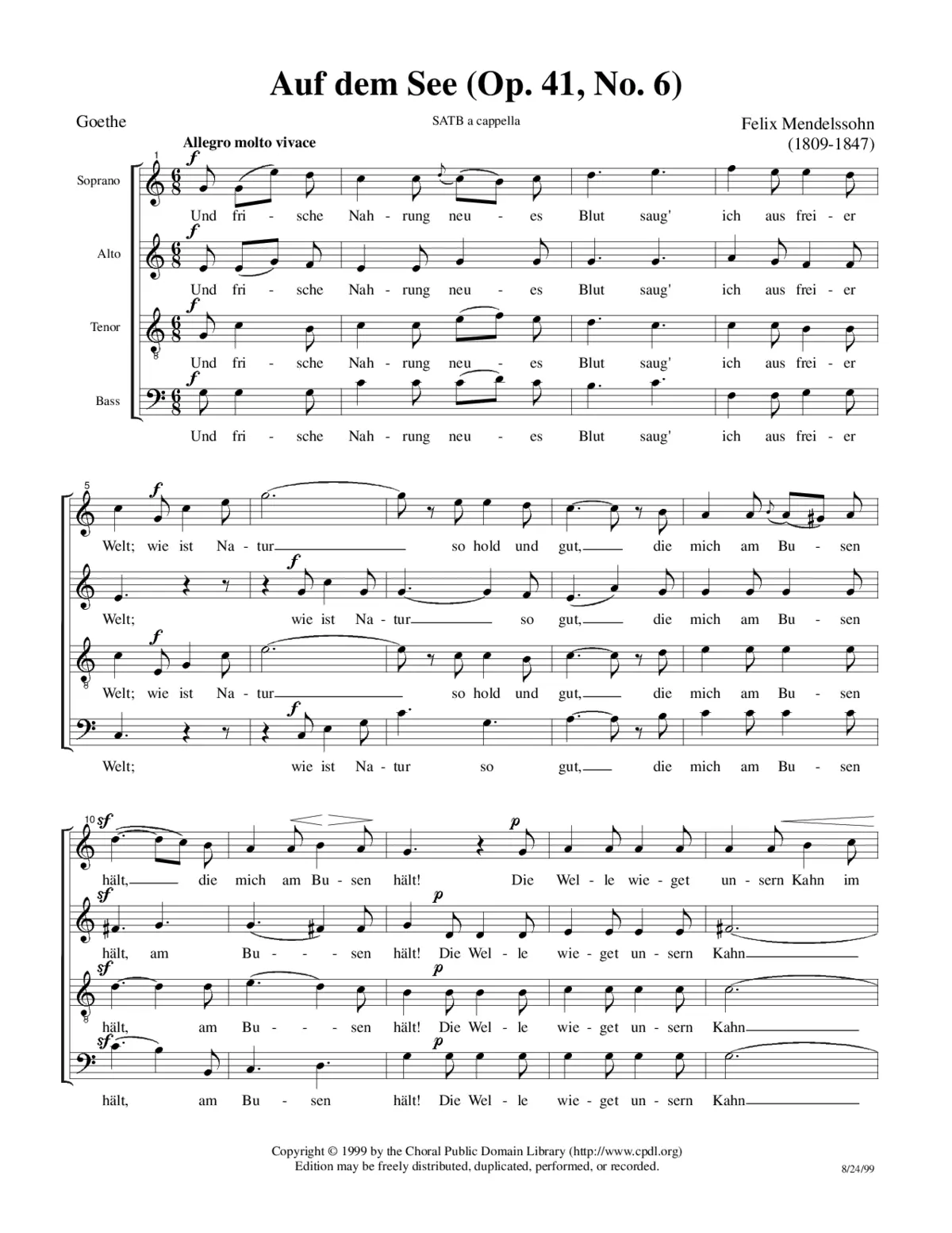 Auf dem See, Op. 41, No. 6 - Page 1